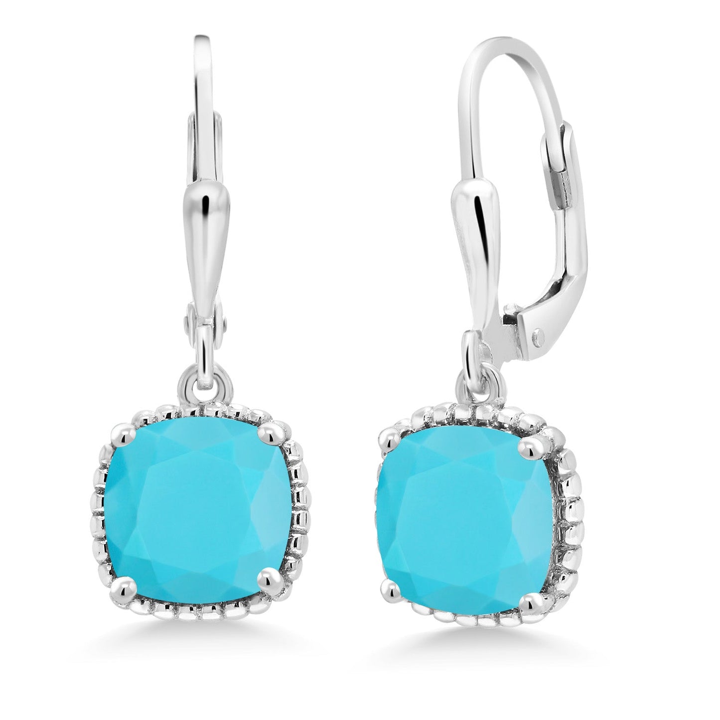 3-6 Cttw Leverback Drop Dangle Earrings for Women | 8MM Cushion Gemstone Birthstone | 925 Sterling Silver | Fine Jewelry Gifts for Her Mom Women Wife