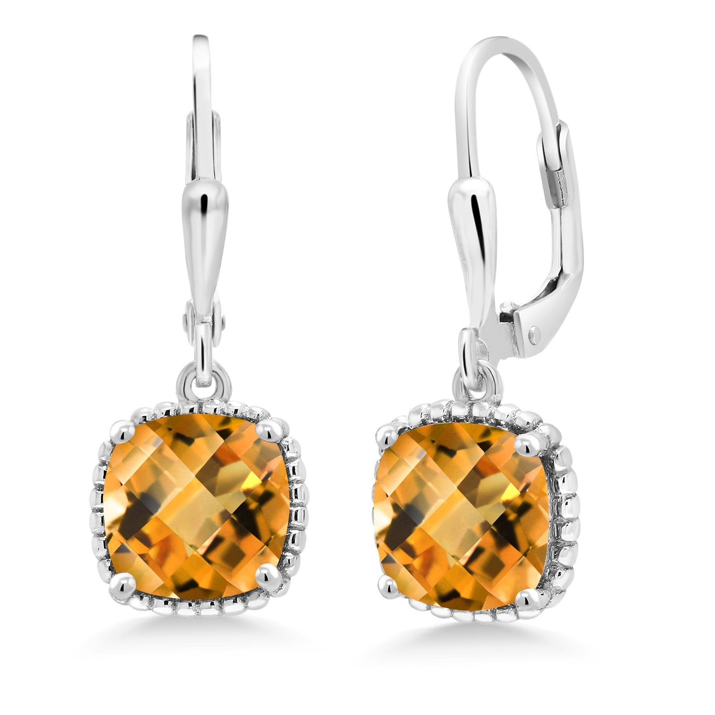 3-6 Cttw Leverback Drop Dangle Earrings for Women | 8MM Cushion Gemstone Birthstone | 925 Sterling Silver | Fine Jewelry Gifts for Her Mom Women Wife