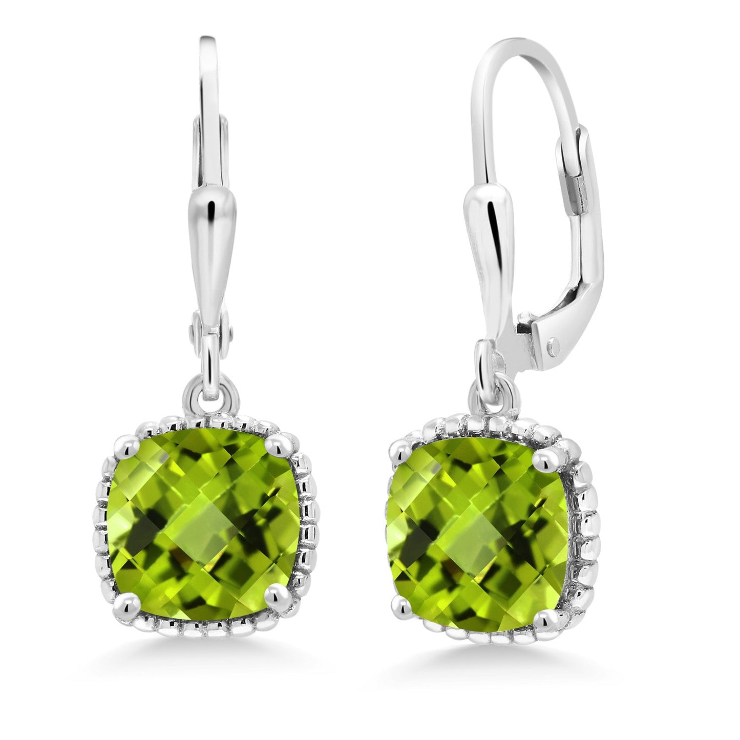 3-6 Cttw Leverback Drop Dangle Earrings for Women | 8MM Cushion Gemstone Birthstone | 925 Sterling Silver | Fine Jewelry Gifts for Her Mom Women Wife