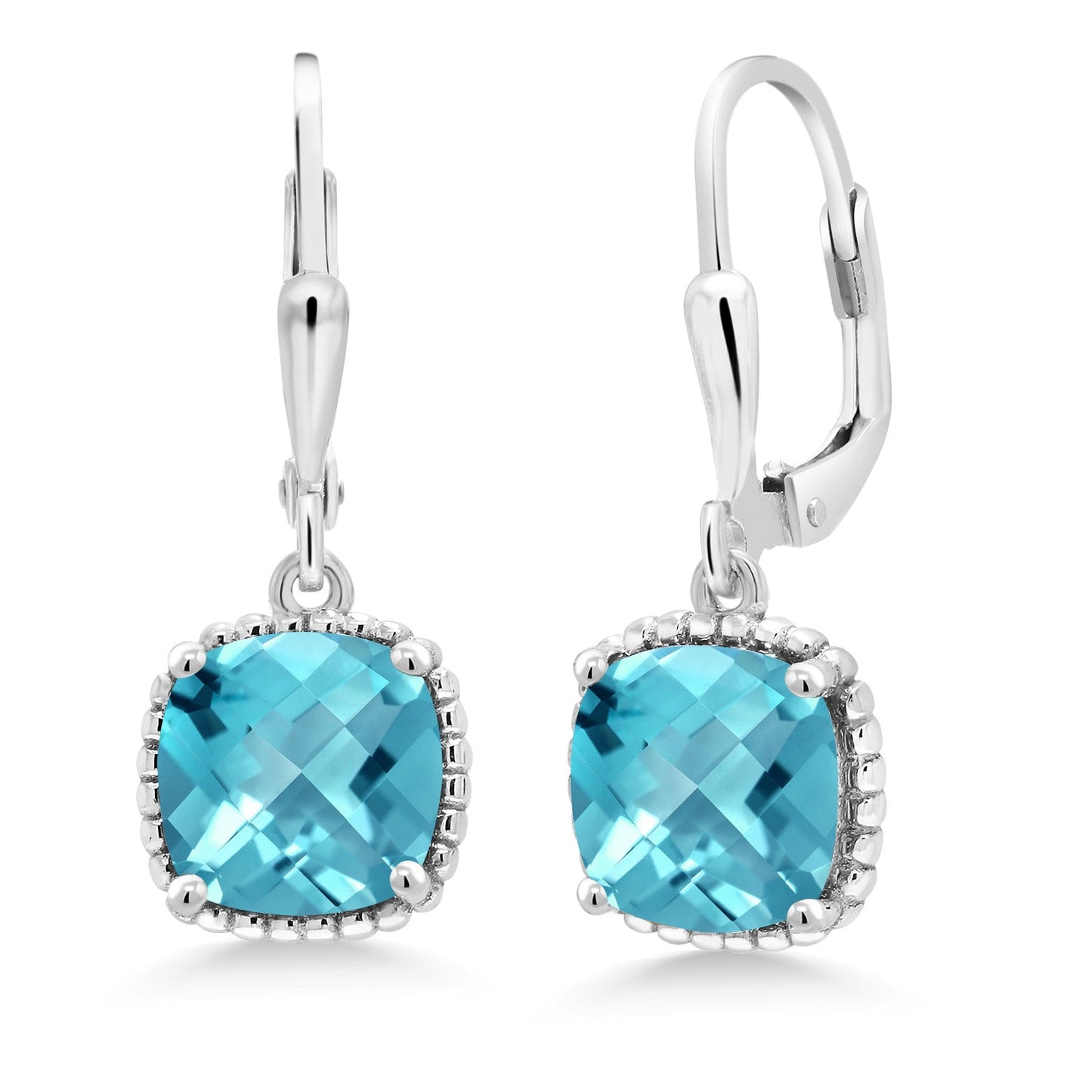 3-6 Cttw Leverback Drop Dangle Earrings for Women | 8MM Cushion Gemstone Birthstone | 925 Sterling Silver | Fine Jewelry Gifts for Her Mom Women Wife