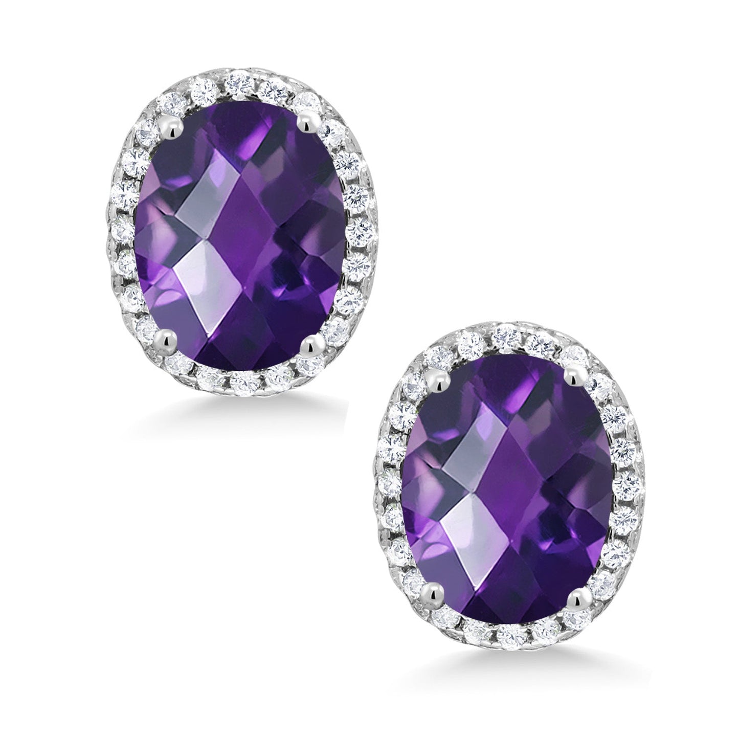 3-5 Cttw Gemstone Birthstone Halo Earrings For Women | 9X7MM Oval Cut | 925 Sterling Silver | Fine Jewelry Gifts for Her Mom Women Wife