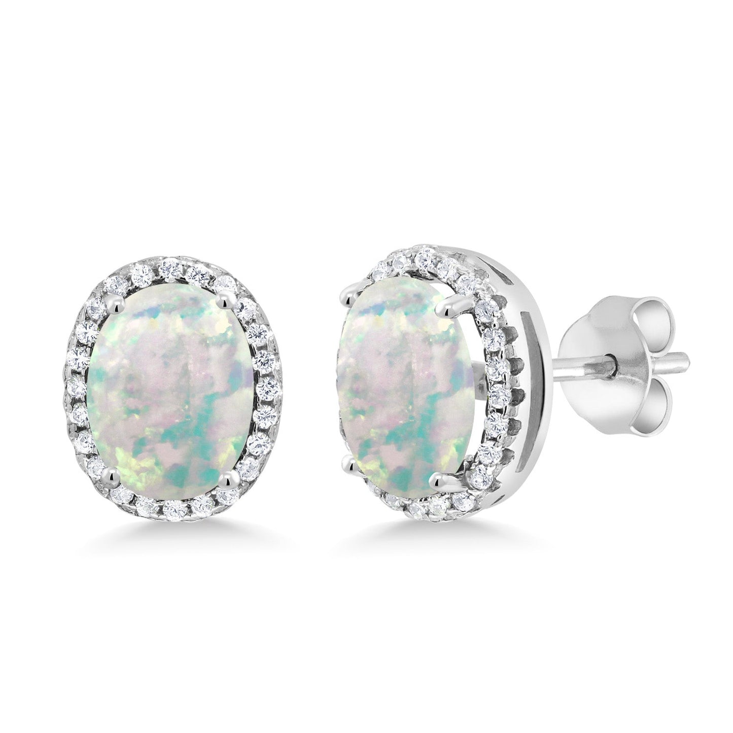 3-5 Cttw Gemstone Birthstone Halo Earrings For Women | 9X7MM Oval Cut | 925 Sterling Silver | Fine Jewelry Gifts for Her Mom Women Wife