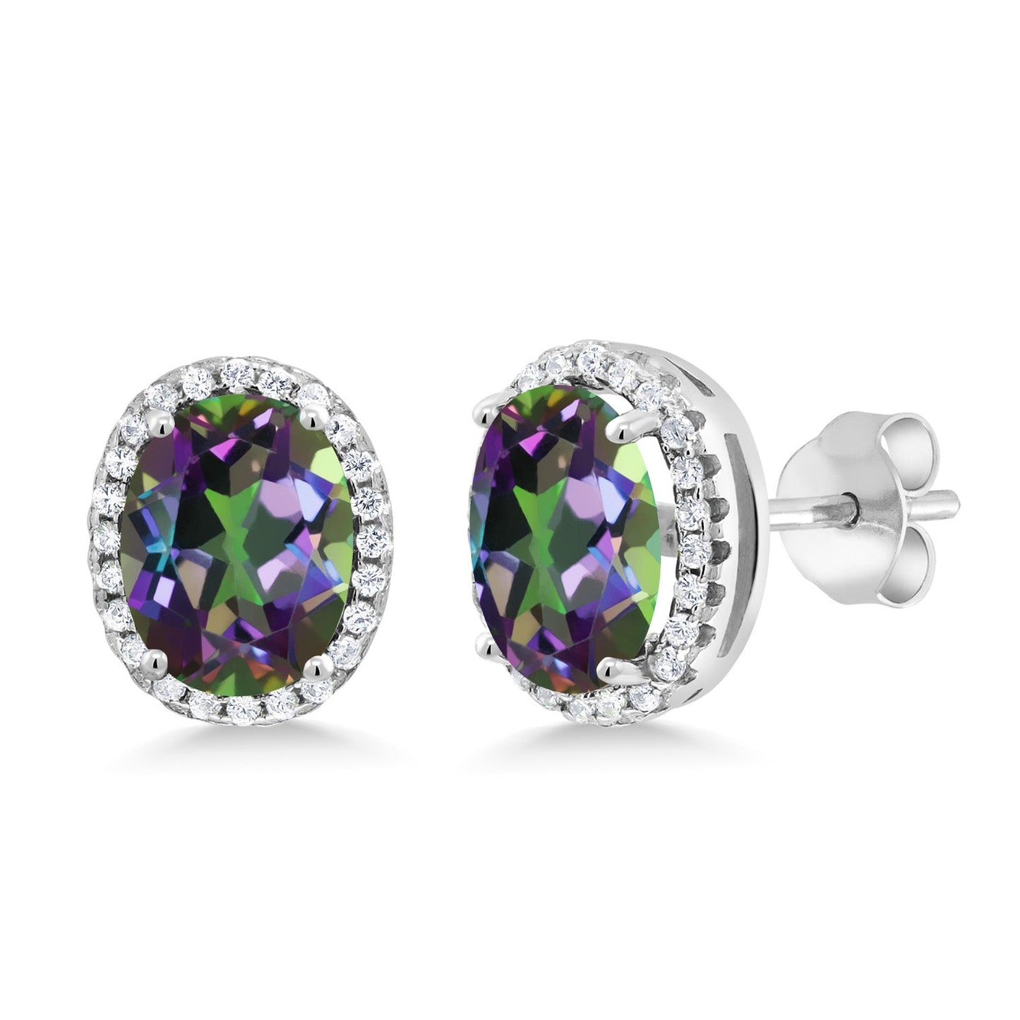 3-5 Cttw Gemstone Birthstone Halo Earrings For Women | 9X7MM Oval Cut | 925 Sterling Silver | Fine Jewelry Gifts for Her Mom Women Wife