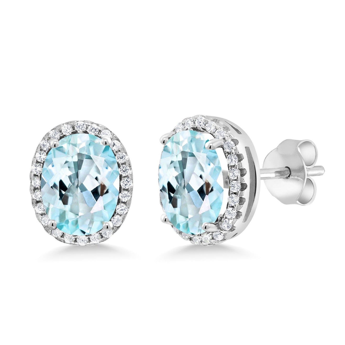 3-5 Cttw Gemstone Birthstone Halo Earrings For Women | 9X7MM Oval Cut | 925 Sterling Silver | Fine Jewelry Gifts for Her Mom Women Wife