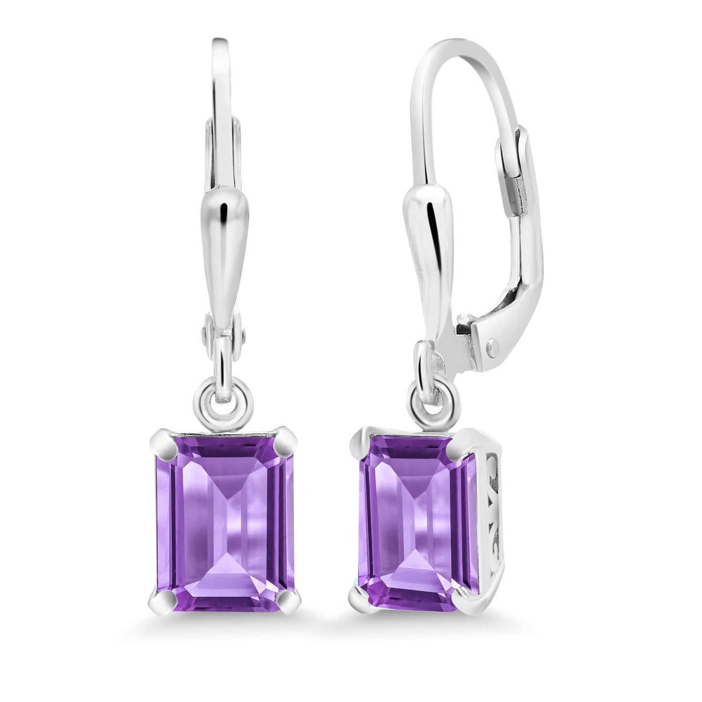 Leverback Drop Dangle Earrings For Women | 8X6MM Emerald Cut Gemstone Birthstone | 925 Sterling Silver | Fine Jewelry Gifts for Her Mom Women Wife