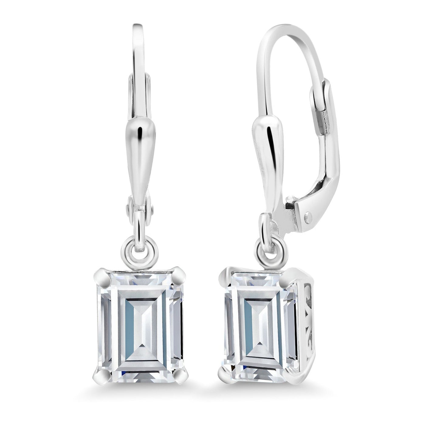 Leverback Drop Dangle Earrings For Women | 8X6MM Emerald Cut Gemstone Birthstone | 925 Sterling Silver | Fine Jewelry Gifts for Her Mom Women Wife