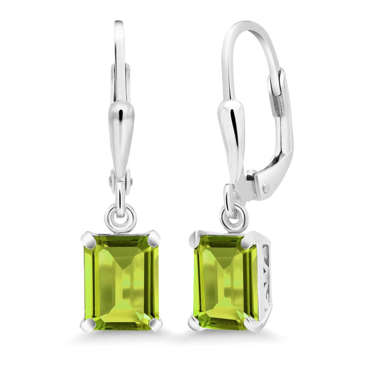 Leverback Drop Dangle Earrings For Women | 8X6MM Emerald Cut Gemstone Birthstone | 925 Sterling Silver | Fine Jewelry Gifts for Her Mom Women Wife