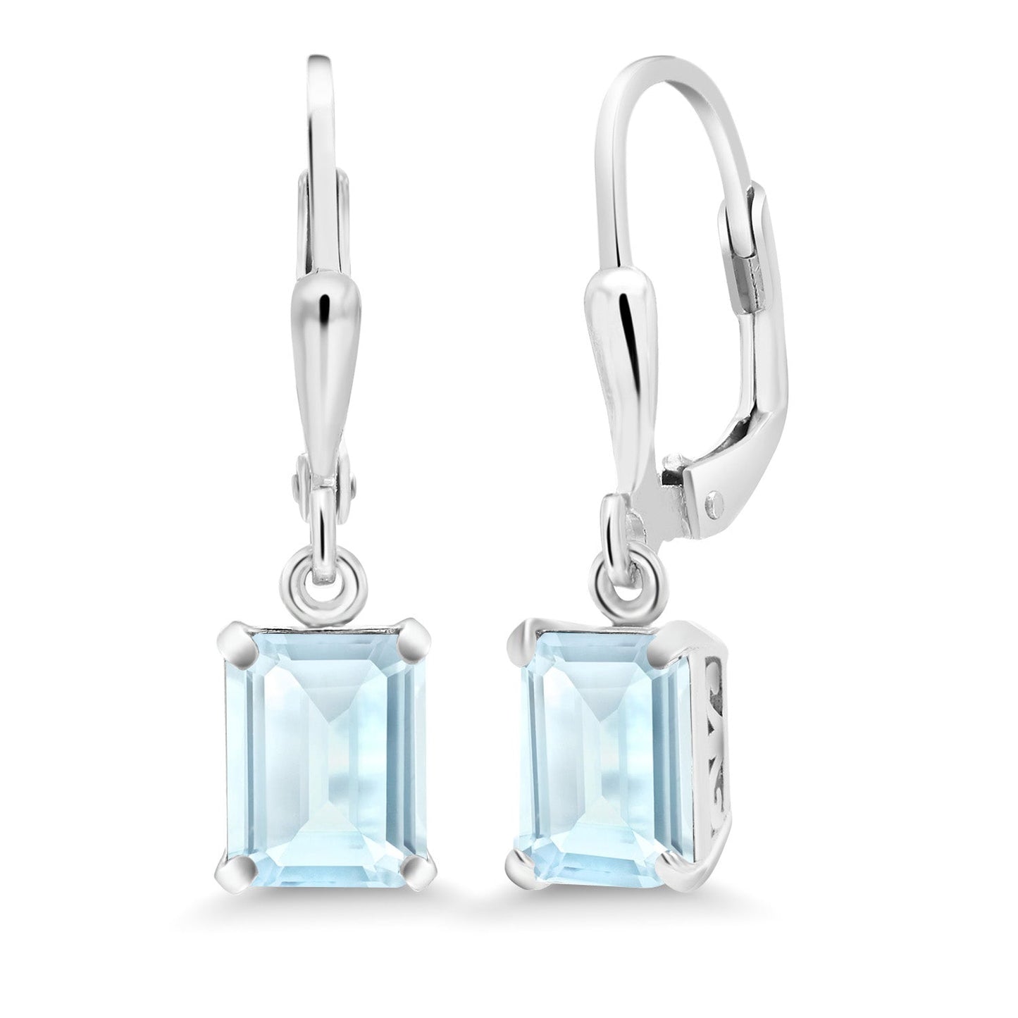 Leverback Drop Dangle Earrings For Women | 8X6MM Emerald Cut Gemstone Birthstone | 925 Sterling Silver | Fine Jewelry Gifts for Her Mom Women Wife