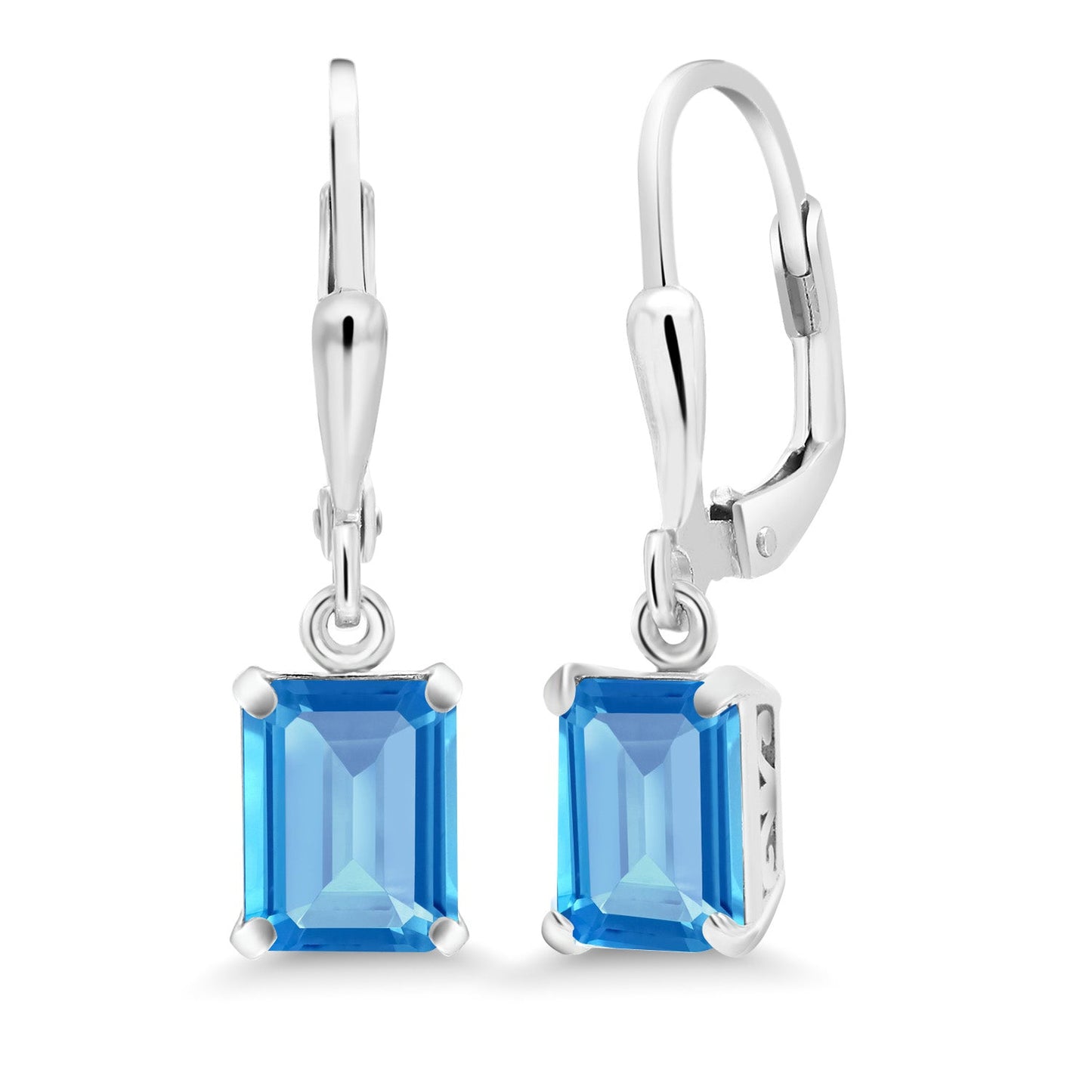 Leverback Drop Dangle Earrings For Women | 8X6MM Emerald Cut Gemstone Birthstone | 925 Sterling Silver | Fine Jewelry Gifts for Her Mom Women Wife
