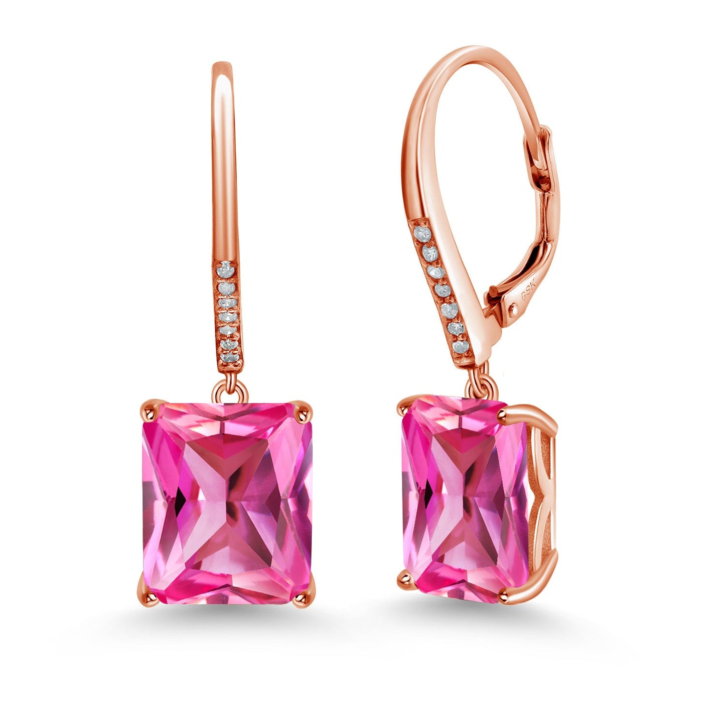 11-15 Cttw Leverback Drop Dangle Earrings for Women | 925 Sterling Silver | Gemstone Birthstone and White Diamond | Emerald Cut 12X10MM | Fine Jewelry Gifts for Her Mom Women Wife