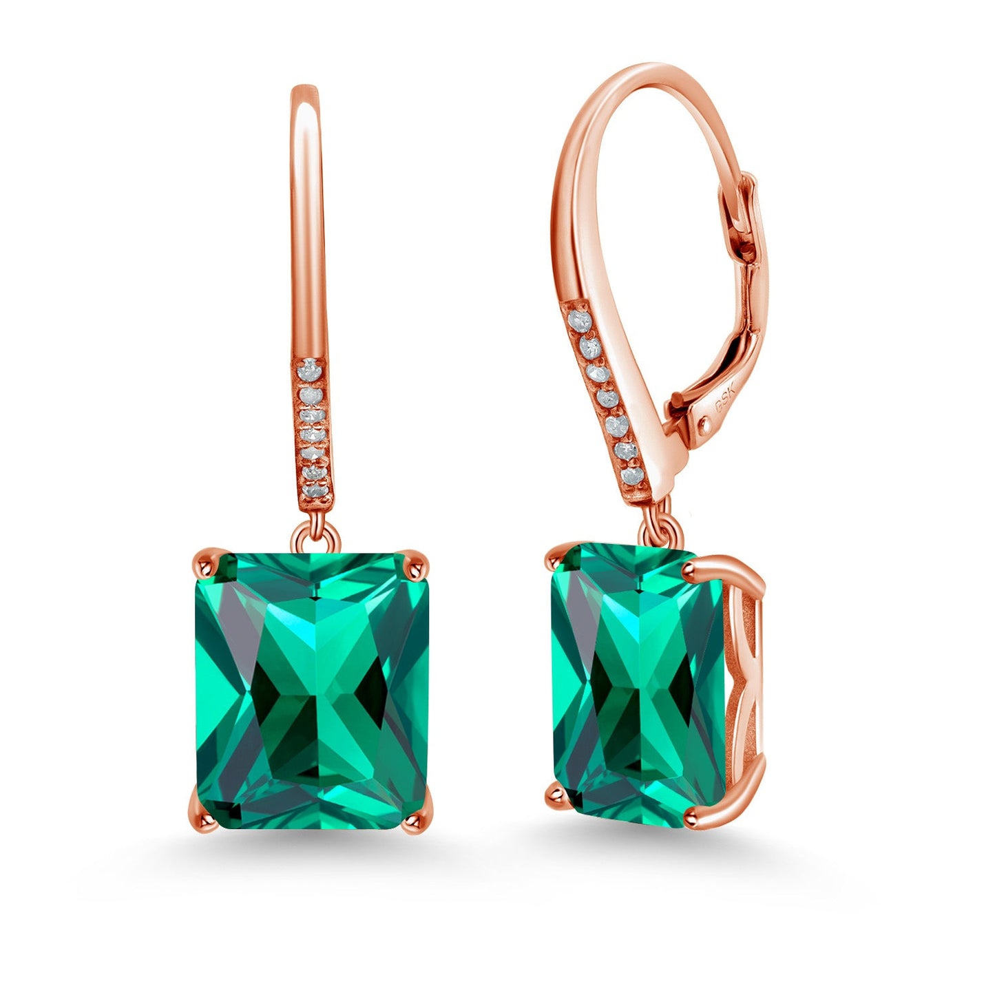 11-15 Cttw Leverback Drop Dangle Earrings for Women | 925 Sterling Silver | Gemstone Birthstone and White Diamond | Emerald Cut 12X10MM | Fine Jewelry Gifts for Her Mom Women Wife