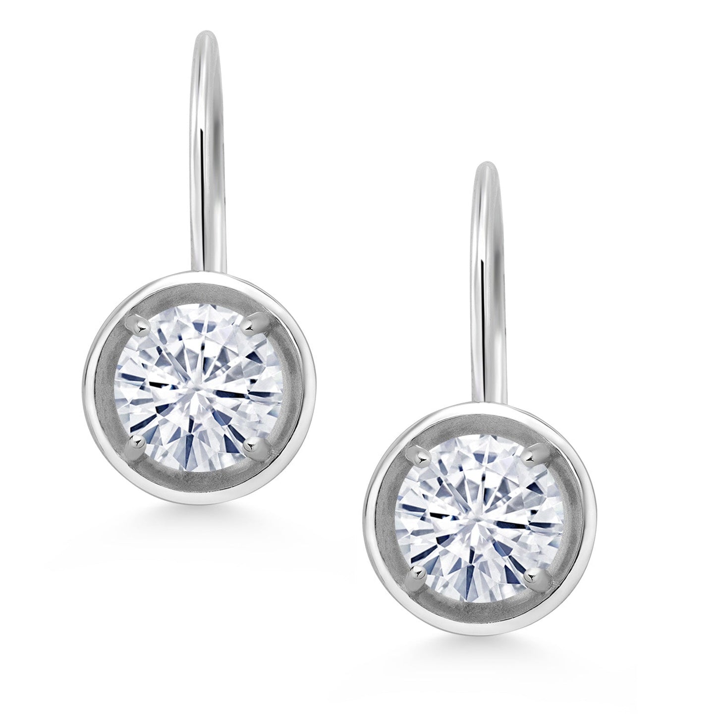 Moissanite Dangle Earrings For Women in 925 Sterling Silver White (2.40 Cttw, Round 7MM)