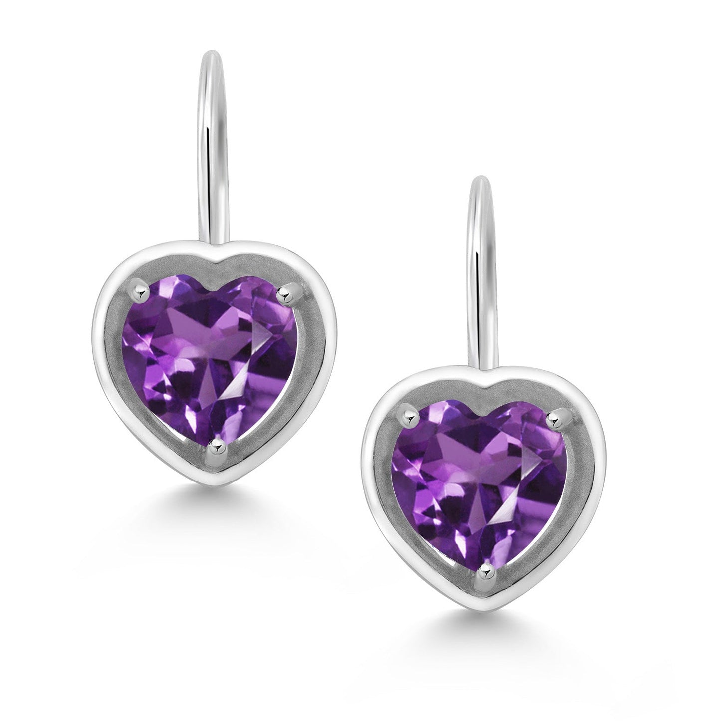 Leverback Drop Dangle Heart Earrings for Women | 925 Sterling Silver | Gemstone Birthstone | Heart Shape 7MM | Fine Jewelry Gifts for Her Mom Women Wife