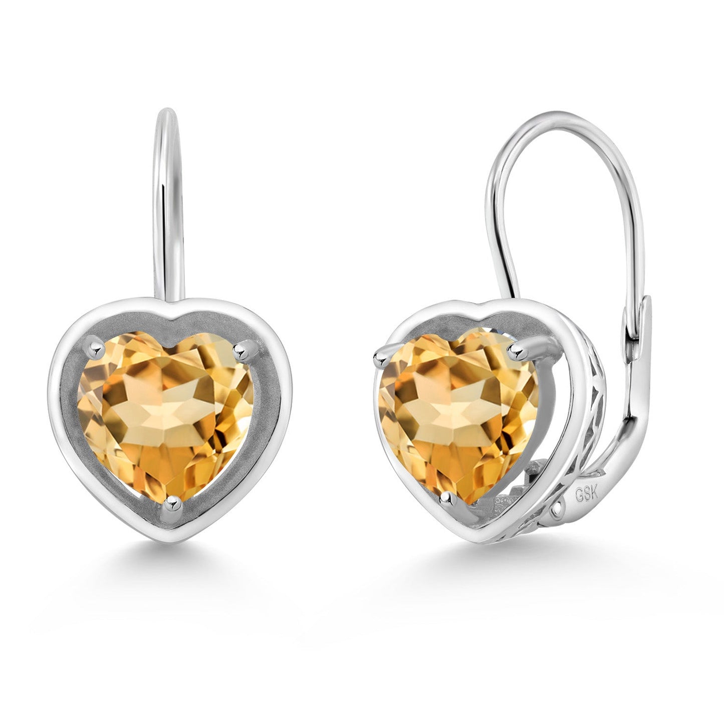 Leverback Drop Dangle Heart Earrings for Women | 925 Sterling Silver | Gemstone Birthstone | Heart Shape 7MM | Fine Jewelry Gifts for Her Mom Women Wife