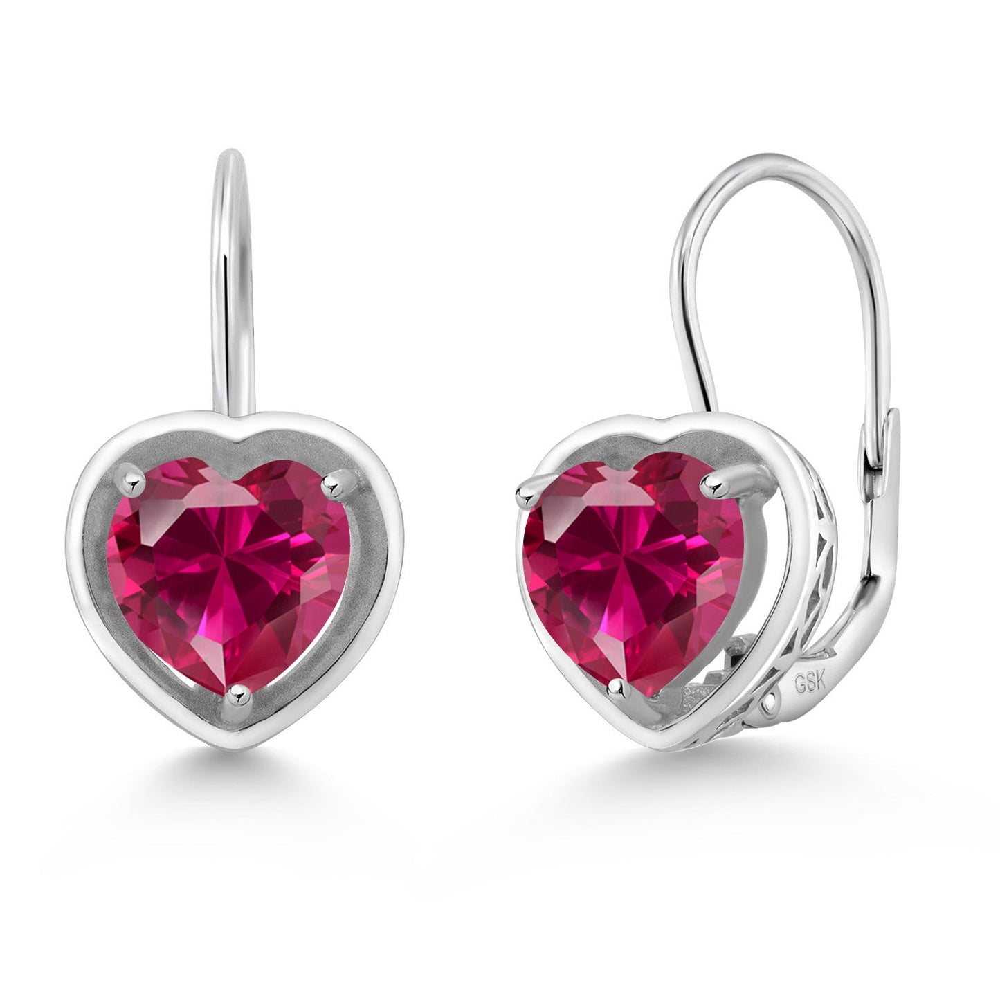 Leverback Drop Dangle Heart Earrings for Women | 925 Sterling Silver | Gemstone Birthstone | Heart Shape 7MM | Fine Jewelry Gifts for Her Mom Women Wife