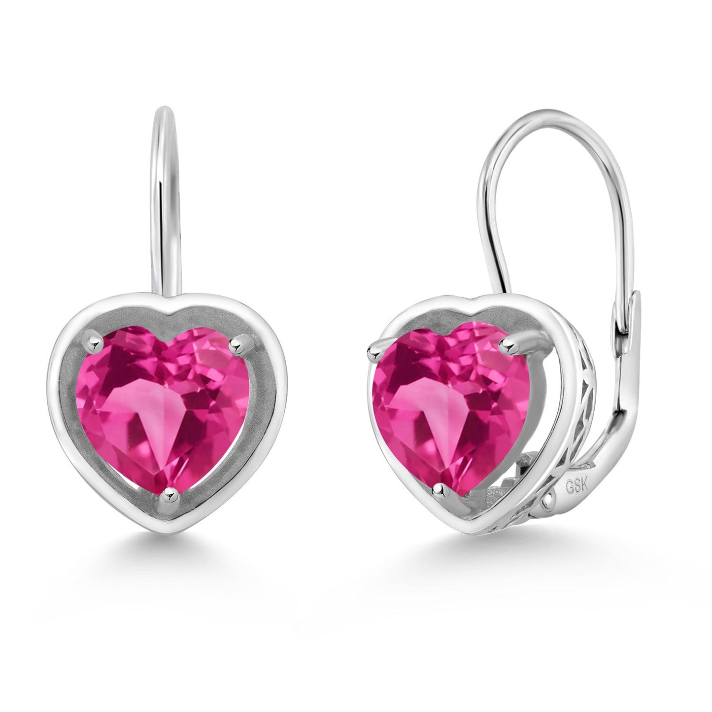 Leverback Drop Dangle Heart Earrings for Women | 925 Sterling Silver | Gemstone Birthstone | Heart Shape 7MM | Fine Jewelry Gifts for Her Mom Women Wife