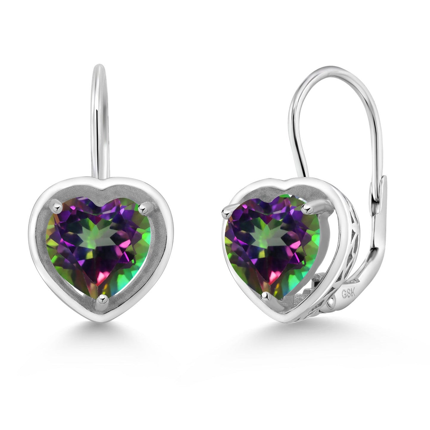 Leverback Drop Dangle Heart Earrings for Women | 925 Sterling Silver | Gemstone Birthstone | Heart Shape 7MM | Fine Jewelry Gifts for Her Mom Women Wife