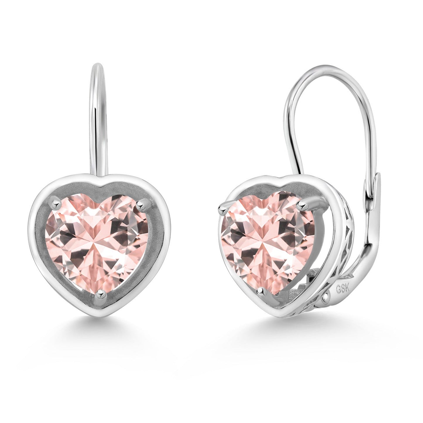 Leverback Drop Dangle Heart Earrings for Women | 925 Sterling Silver | Gemstone Birthstone | Heart Shape 7MM | Fine Jewelry Gifts for Her Mom Women Wife