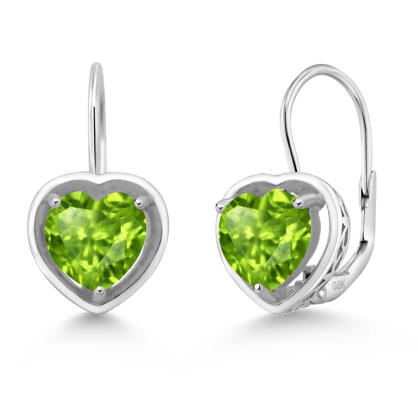 Leverback Drop Dangle Heart Earrings for Women | 925 Sterling Silver | Gemstone Birthstone | Heart Shape 7MM | Fine Jewelry Gifts for Her Mom Women Wife