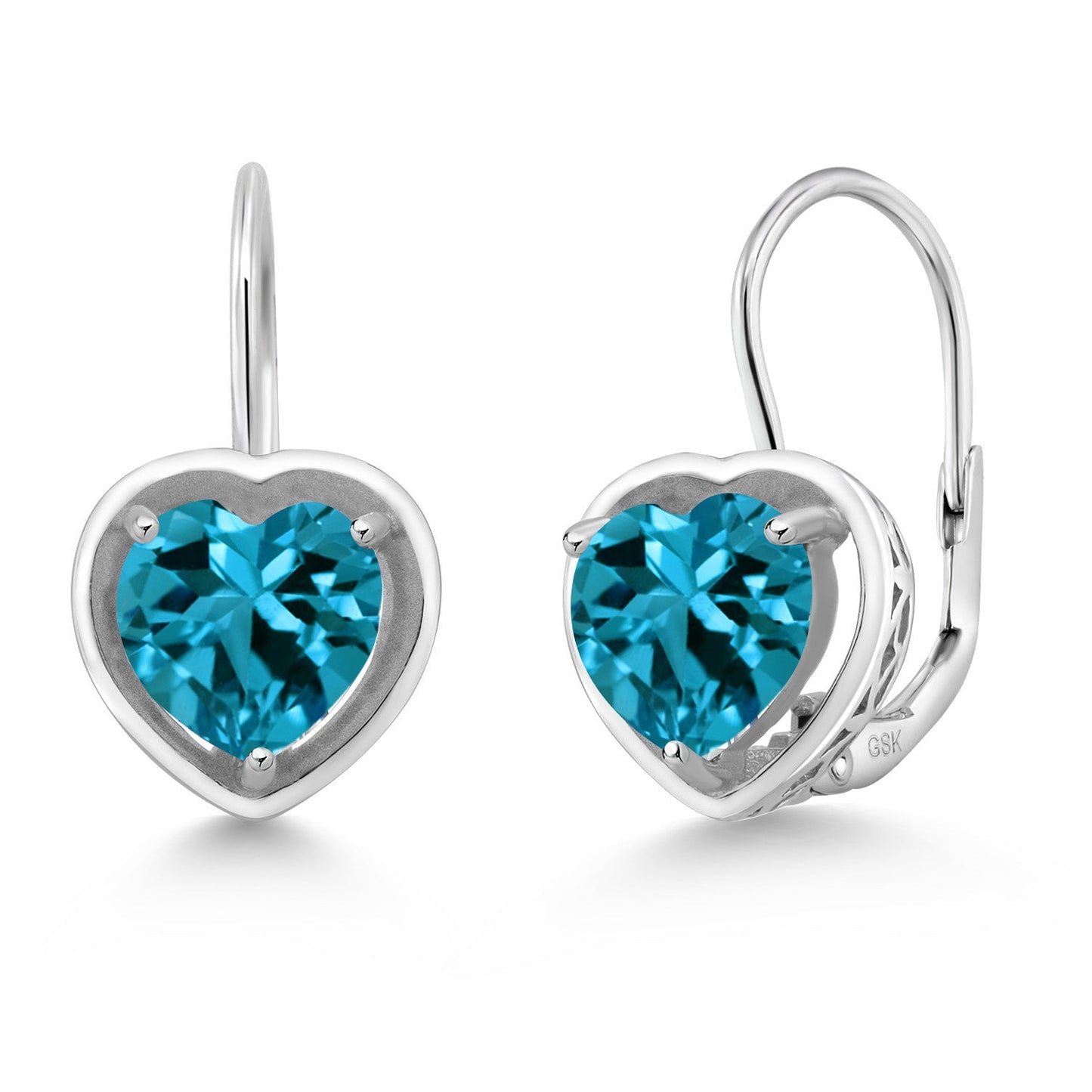 Leverback Drop Dangle Heart Earrings for Women | 925 Sterling Silver | Gemstone Birthstone | Heart Shape 7MM | Fine Jewelry Gifts for Her Mom Women Wife