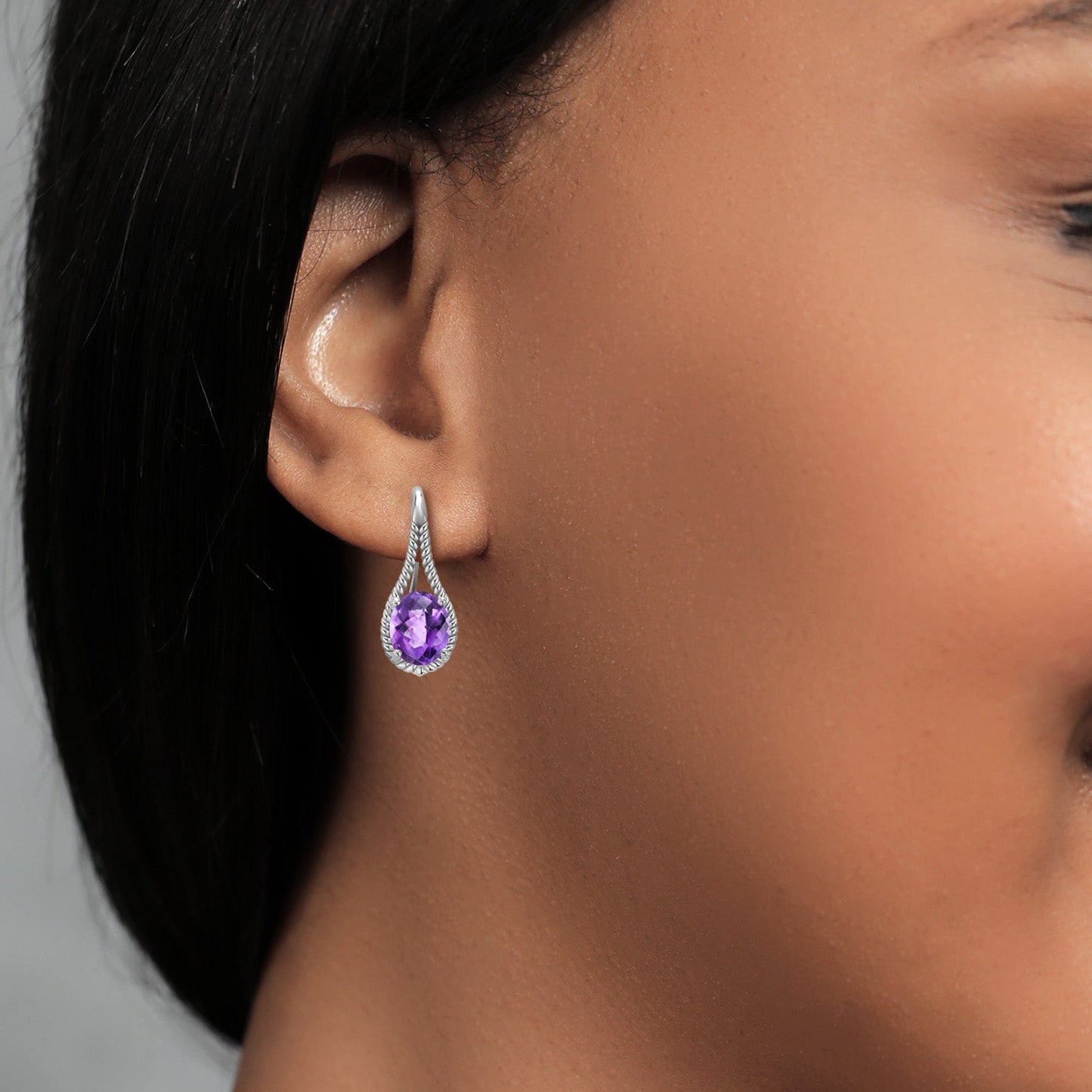 9X7MM Oval Gemstone Birthstone French Wire Dangle Hook Earrings For Women | 925 Sterling Silver | Fine Jewelry Gifts for Her Mom Women Wife