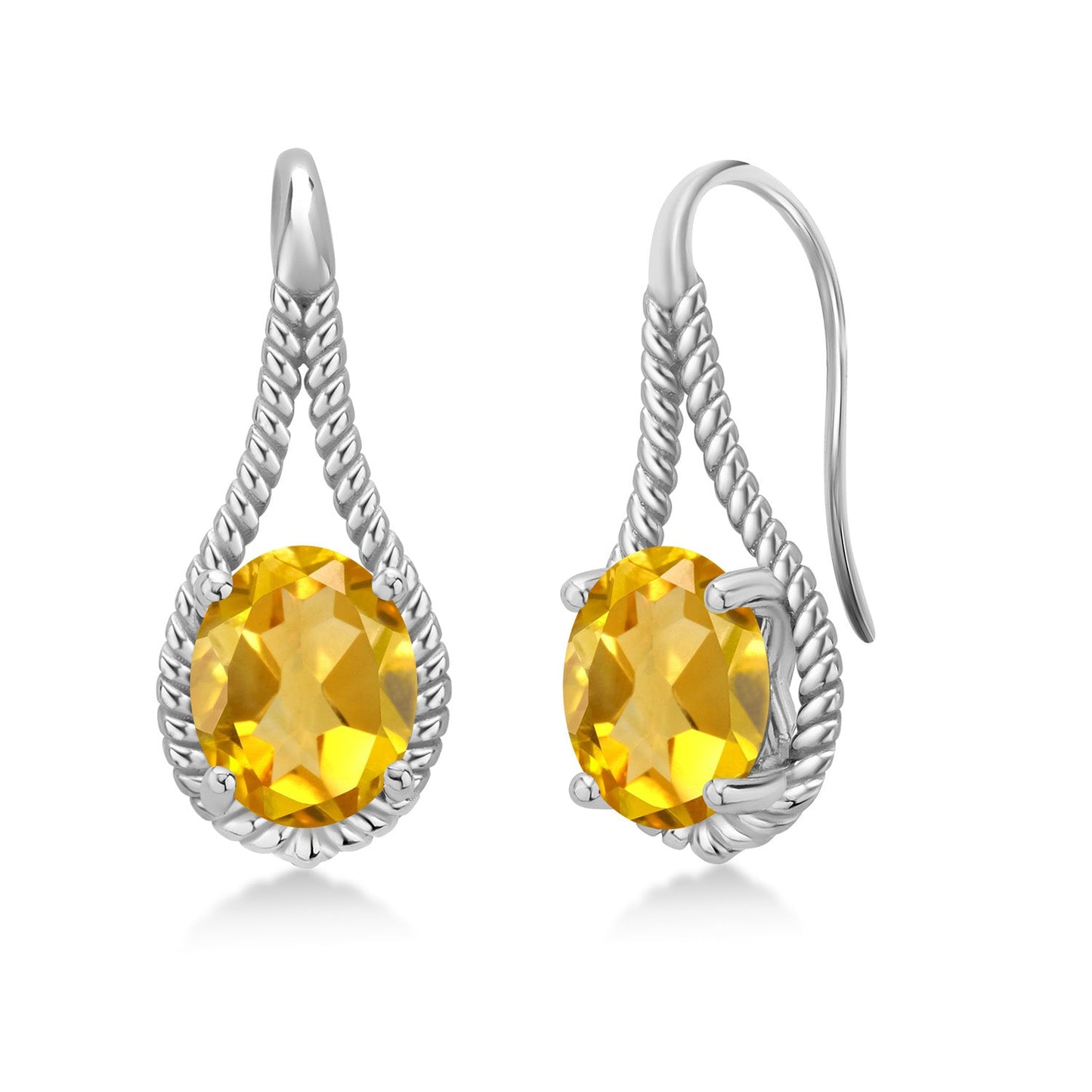 9X7MM Oval Gemstone Birthstone French Wire Dangle Hook Earrings For Women | 925 Sterling Silver | Fine Jewelry Gifts for Her Mom Women Wife