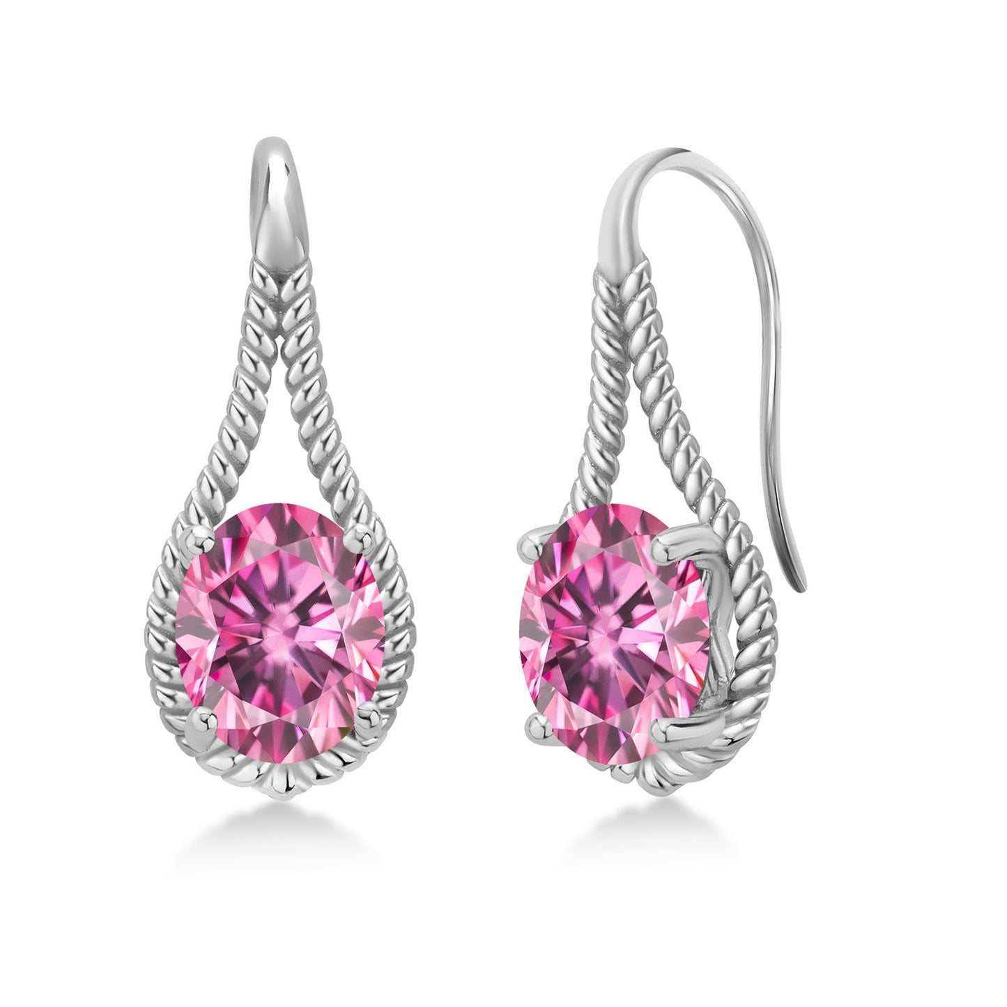 9X7MM Oval Gemstone Birthstone French Wire Dangle Hook Earrings For Women | 925 Sterling Silver | Fine Jewelry Gifts for Her Mom Women Wife