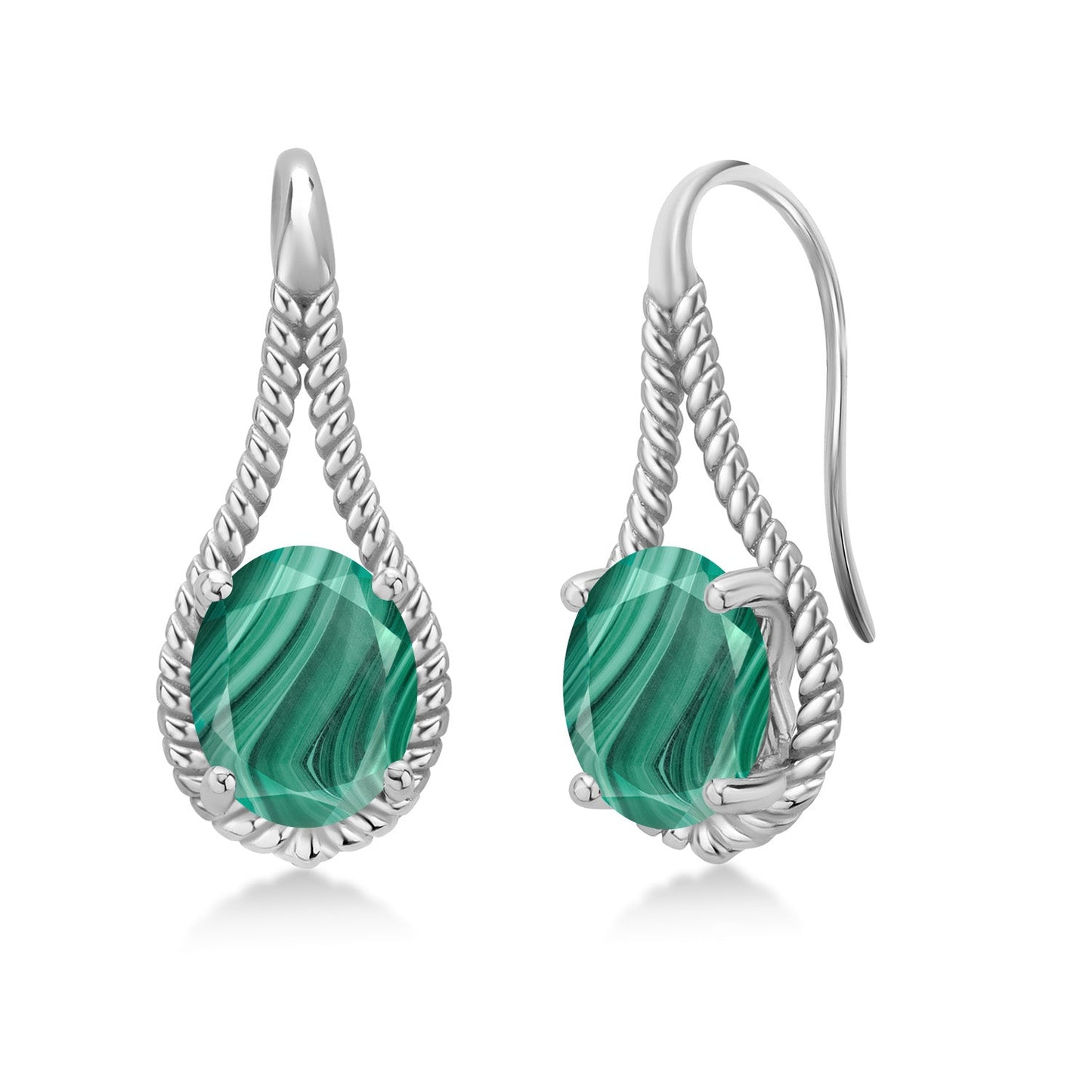 9X7MM Oval Gemstone Birthstone French Wire Dangle Hook Earrings For Women | 925 Sterling Silver | Fine Jewelry Gifts for Her Mom Women Wife