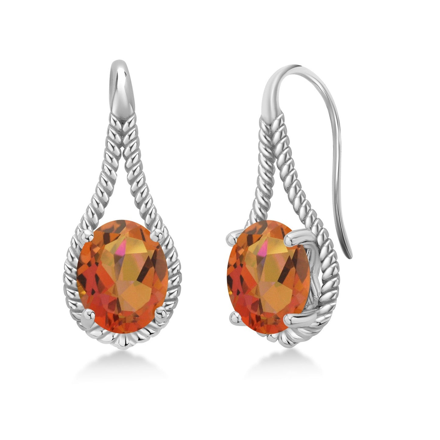 9X7MM Oval Gemstone Birthstone French Wire Dangle Hook Earrings For Women | 925 Sterling Silver | Fine Jewelry Gifts for Her Mom Women Wife