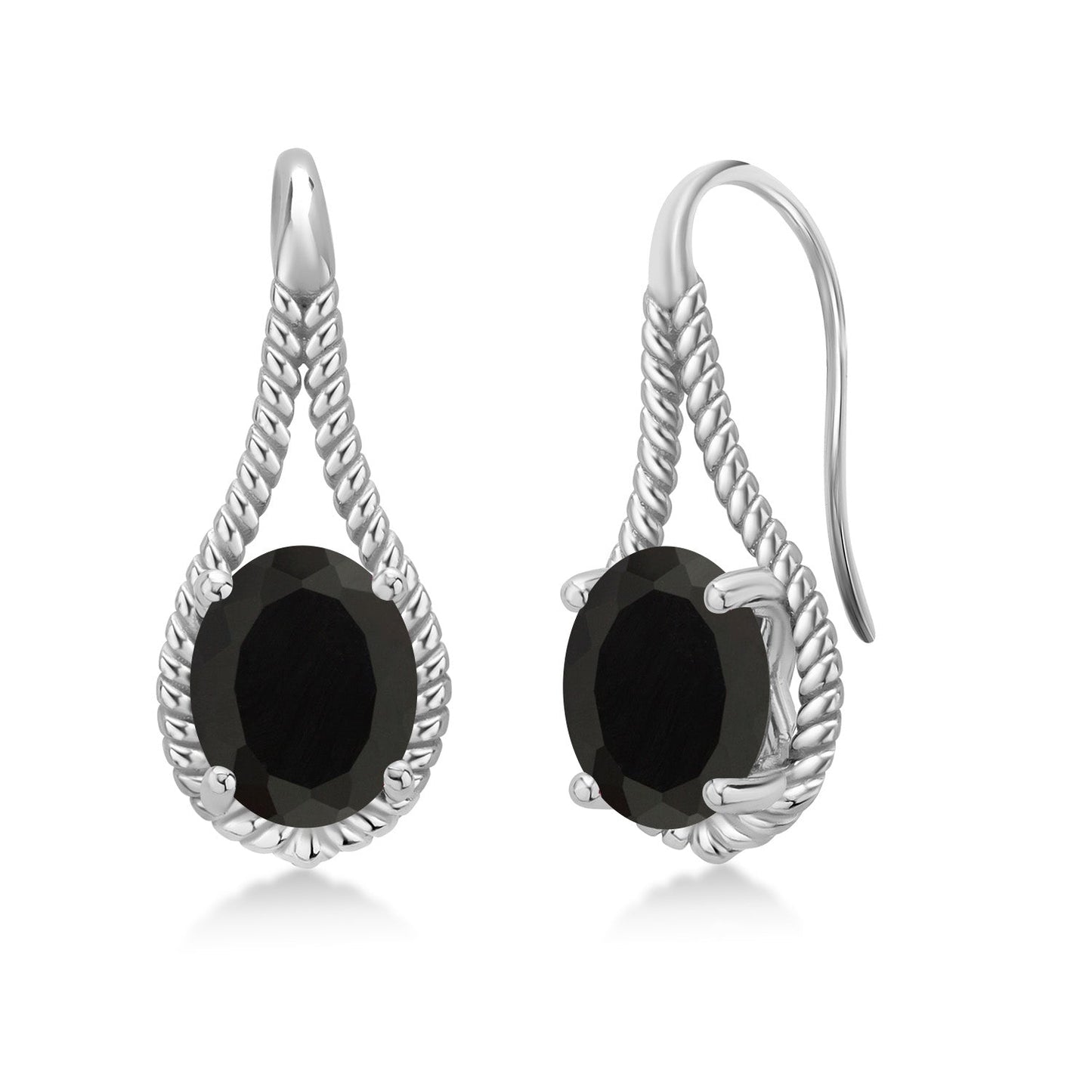 9X7MM Oval Gemstone Birthstone French Wire Dangle Hook Earrings For Women | 925 Sterling Silver | Fine Jewelry Gifts for Her Mom Women Wife