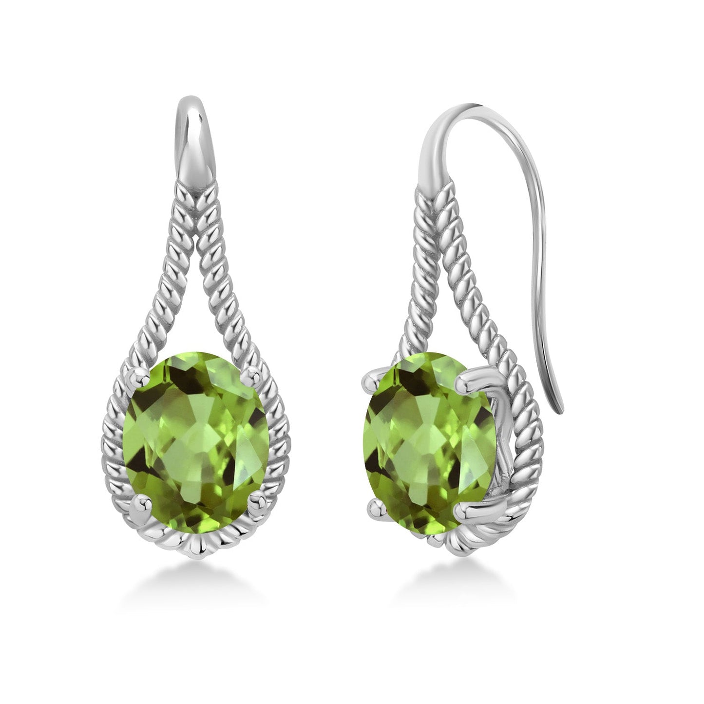 9X7MM Oval Gemstone Birthstone French Wire Dangle Hook Earrings For Women | 925 Sterling Silver | Fine Jewelry Gifts for Her Mom Women Wife