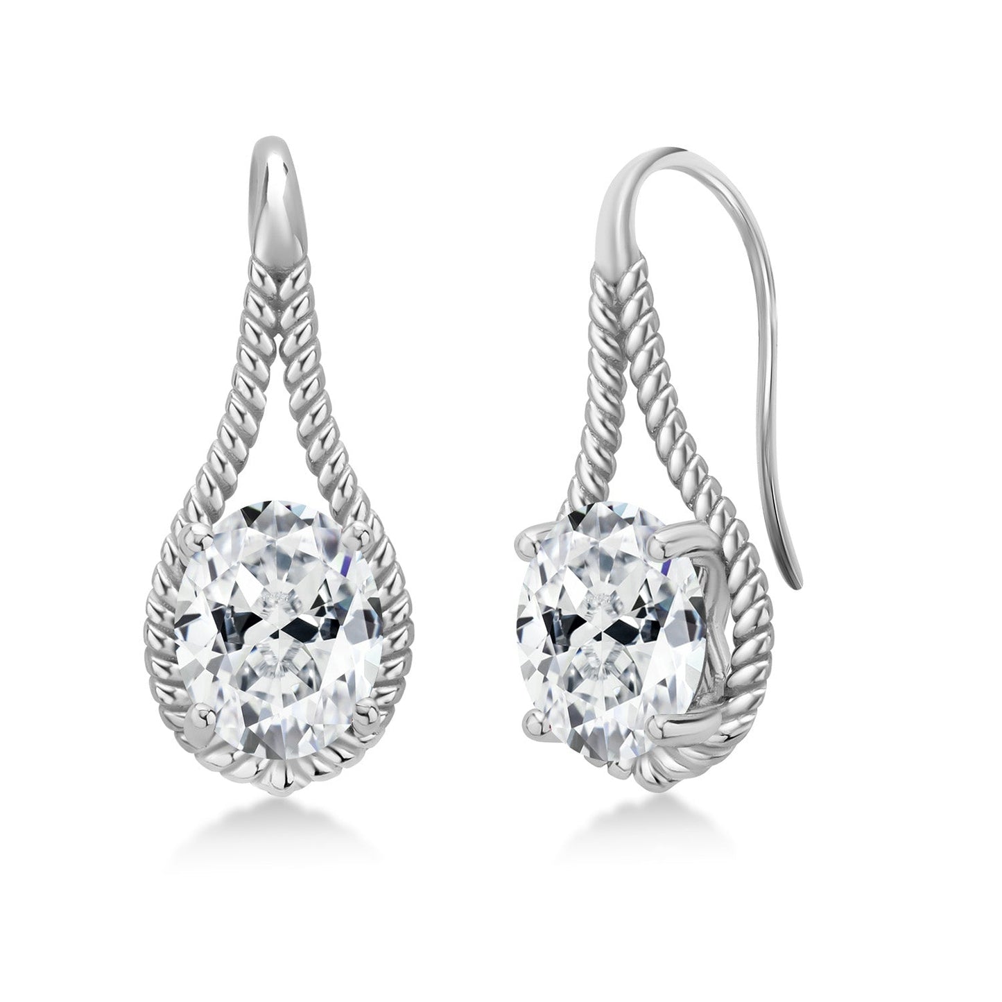 9X7MM Oval Gemstone Birthstone French Wire Dangle Hook Earrings For Women | 925 Sterling Silver | Fine Jewelry Gifts for Her Mom Women Wife