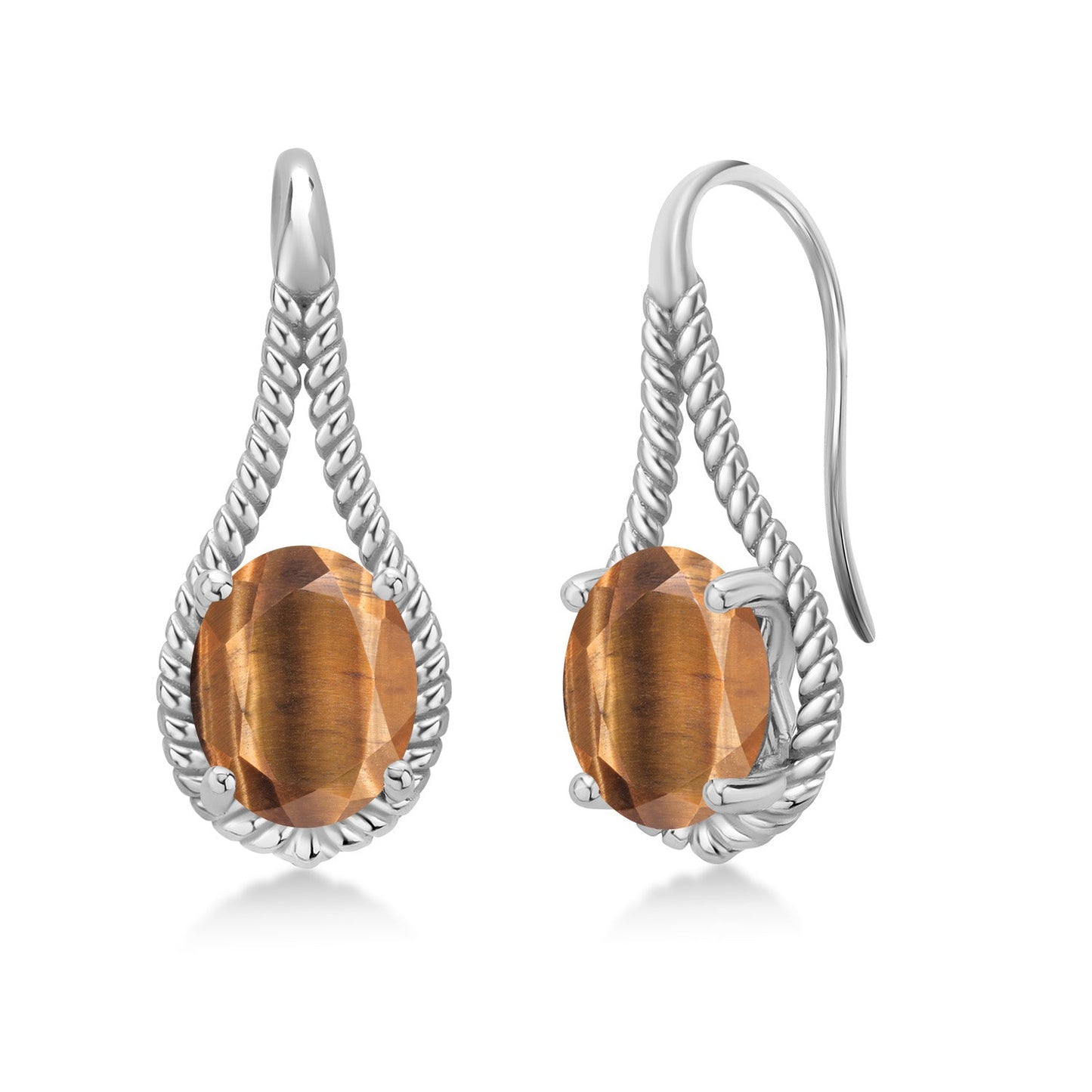 9X7MM Oval Gemstone Birthstone French Wire Dangle Hook Earrings For Women | 925 Sterling Silver | Fine Jewelry Gifts for Her Mom Women Wife