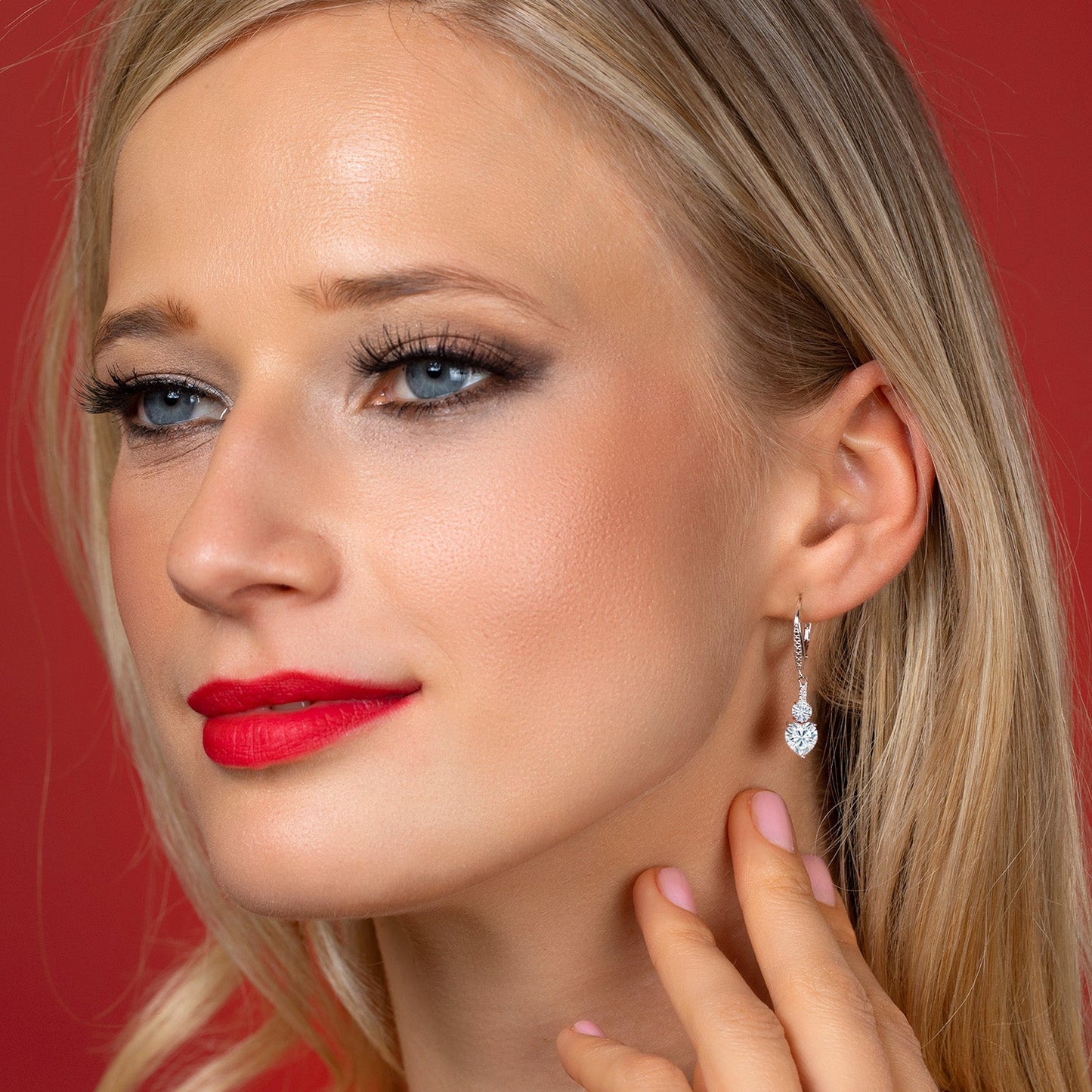 Leverback Drop Dangle Earrings for Women in 925 Sterling Silver | Gemstone Birthstone and White Moissanite with Lab Grown Diamond Accents | Heart 7MM & Round 4MM | Fine Jewelry Her Mom Wife