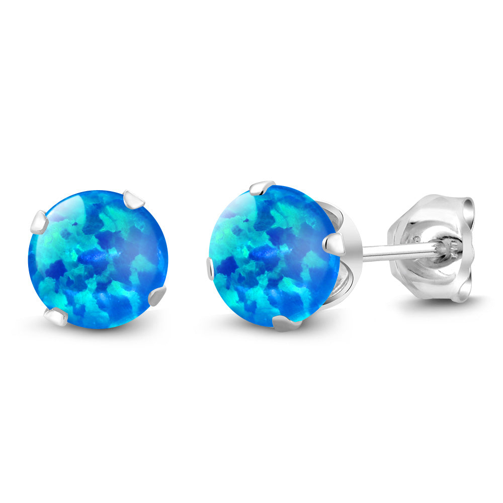 925 Sterling Silver Round 6MM Gemstone Birthstone Stud Earrings For Women Men | Round Genuine Birthstone Solitaire Stud Earrings | Fine Jewelry Gifts for Her Mom Women Wife