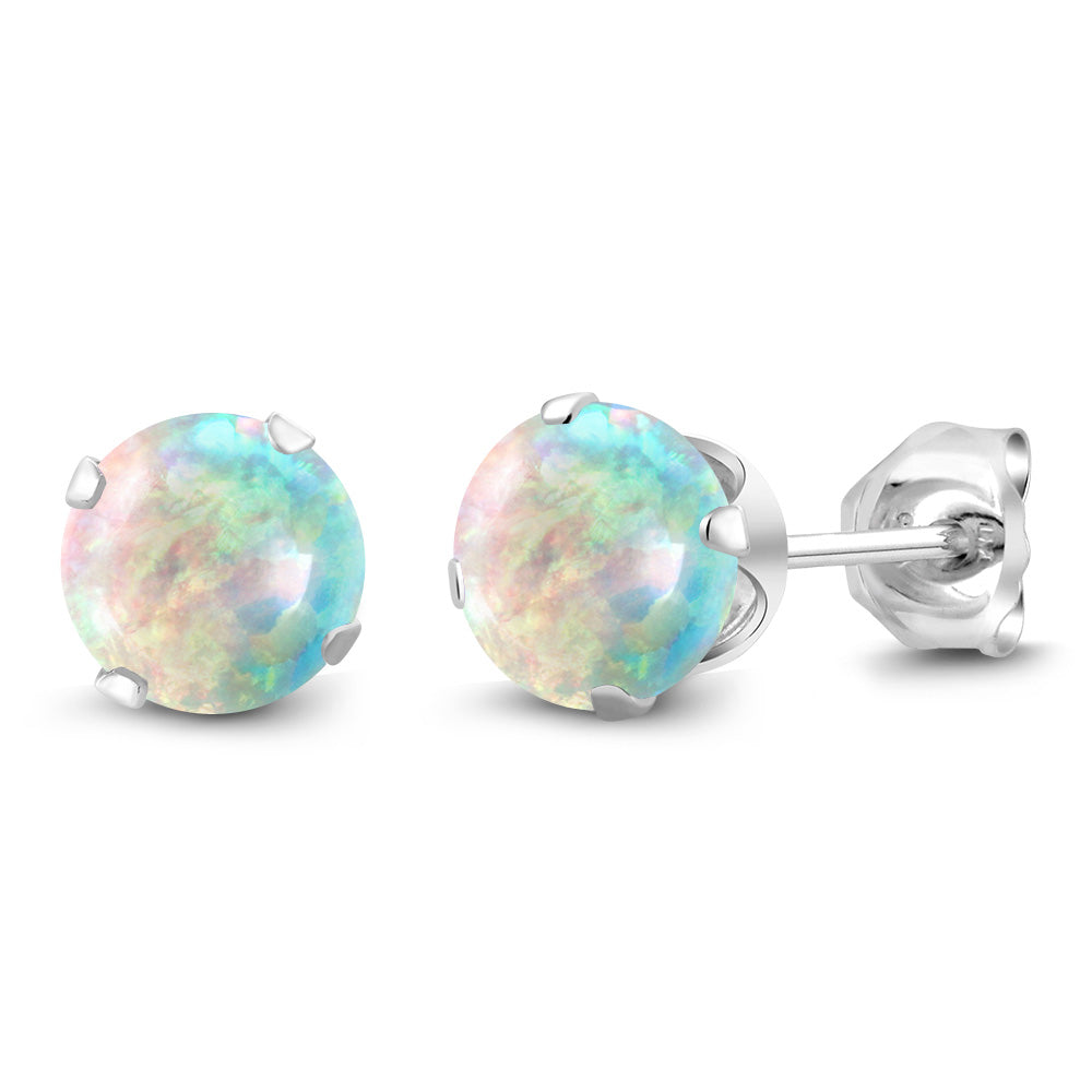 925 Sterling Silver Round 6MM Gemstone Birthstone Stud Earrings For Women Men | Round Genuine Birthstone Solitaire Stud Earrings | Fine Jewelry Gifts for Her Mom Women Wife