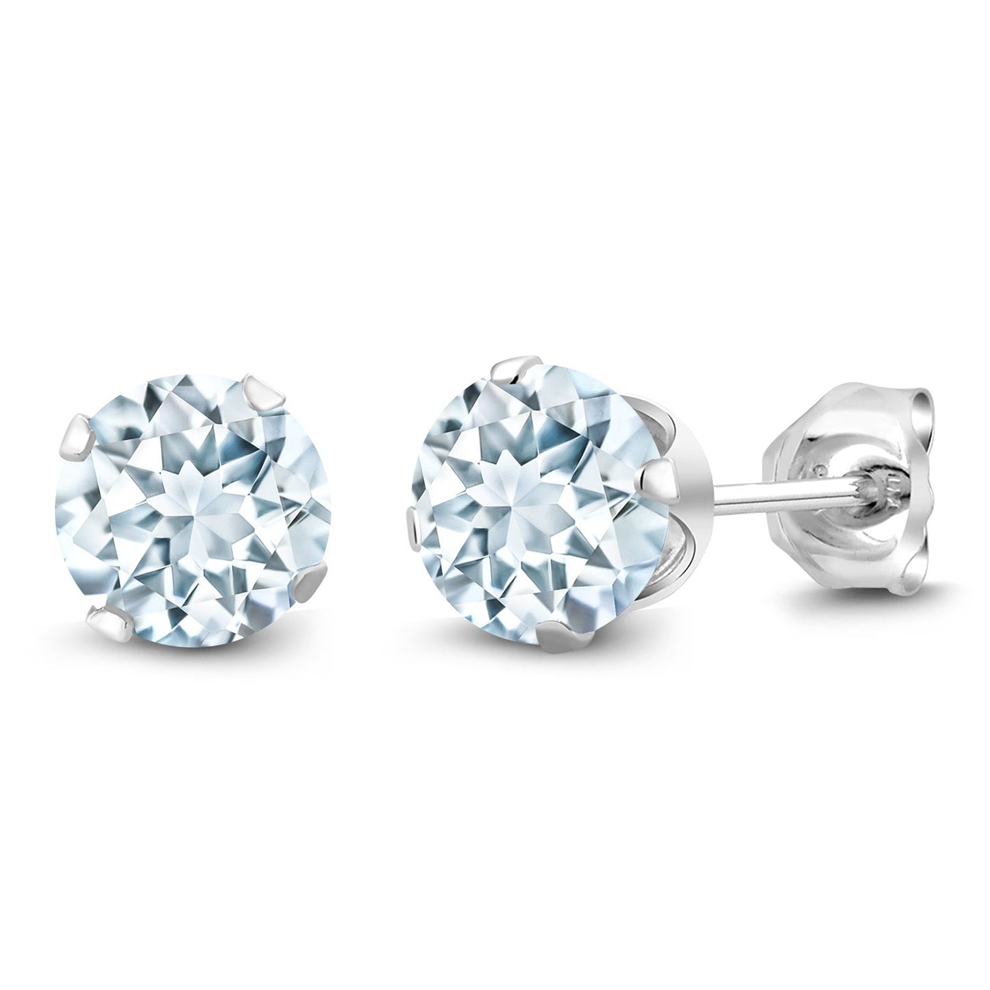 925 Sterling Silver Round 6MM Gemstone Birthstone Stud Earrings For Women Men | Round Genuine Birthstone Solitaire Stud Earrings | Fine Jewelry Gifts for Her Mom Women Wife