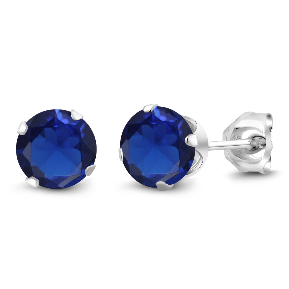 925 Sterling Silver Round 6MM Gemstone Birthstone Stud Earrings For Women Men | Round Genuine Birthstone Solitaire Stud Earrings | Fine Jewelry Gifts for Her Mom Women Wife