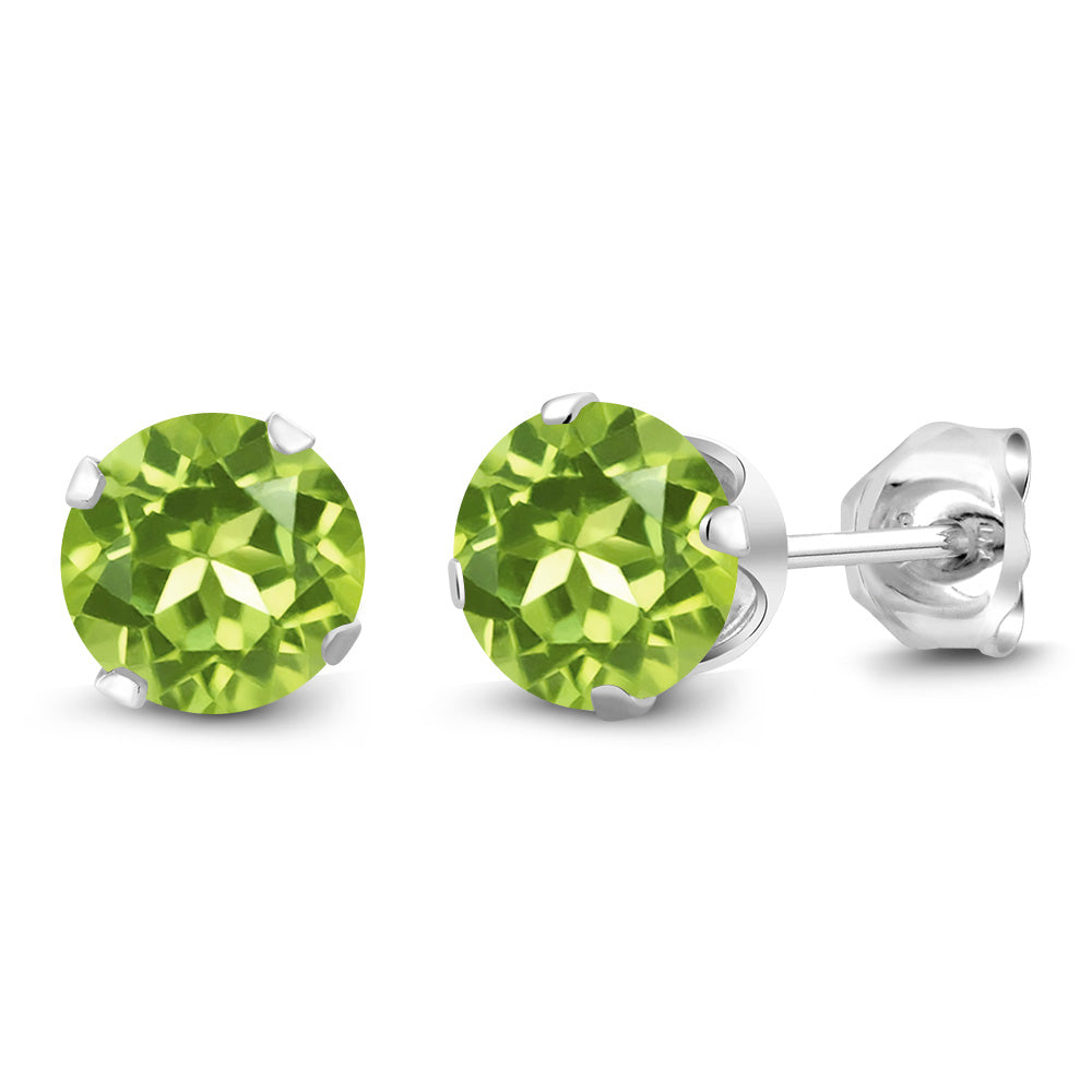 925 Sterling Silver Round 6MM Gemstone Birthstone Stud Earrings For Women Men | Round Genuine Birthstone Solitaire Stud Earrings | Fine Jewelry Gifts for Her Mom Women Wife