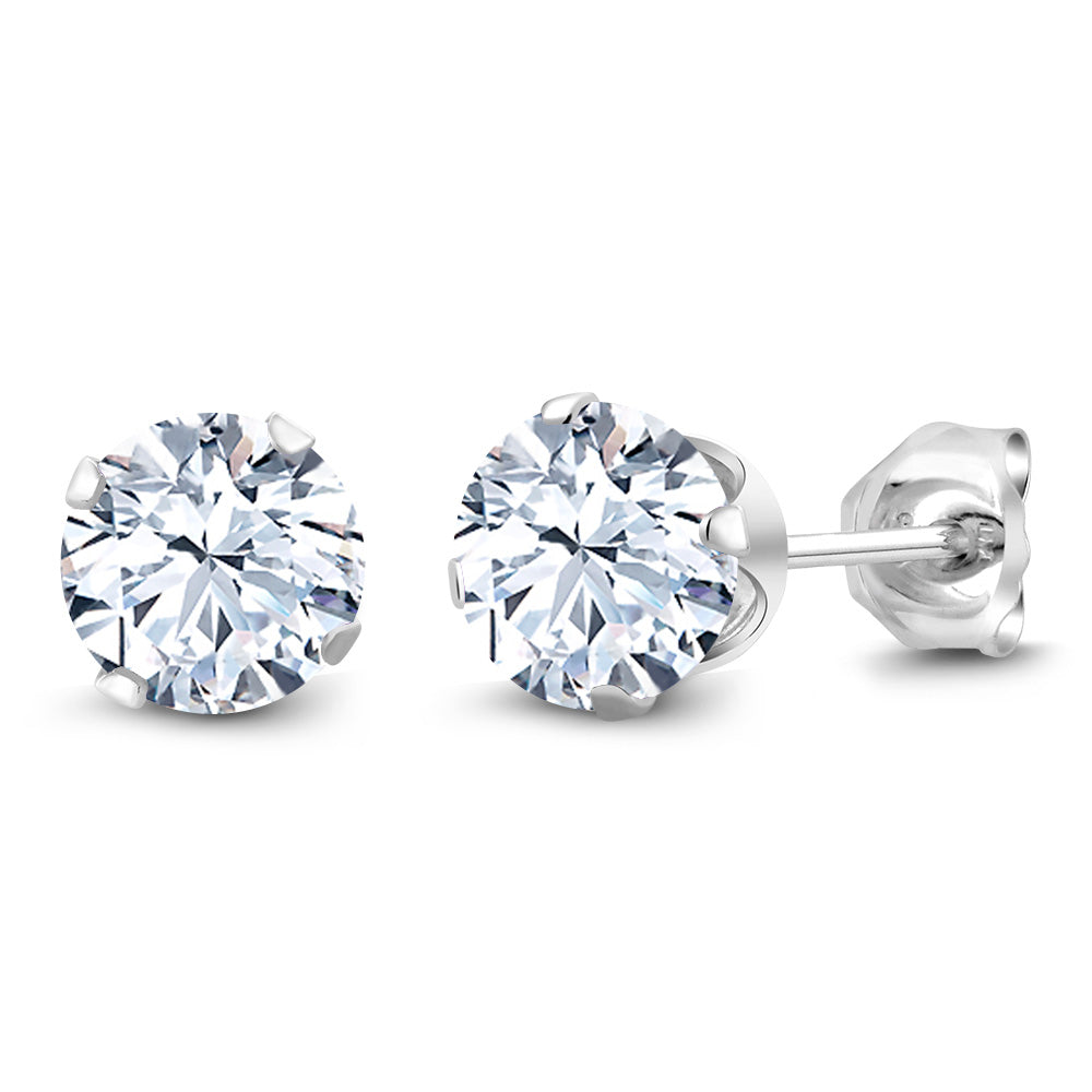 925 Sterling Silver Round 6MM Gemstone Birthstone Stud Earrings For Women Men | Round Genuine Birthstone Solitaire Stud Earrings | Fine Jewelry Gifts for Her Mom Women Wife