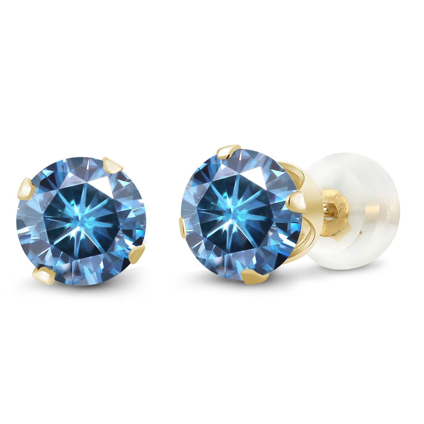10K Yellow Gold Gemstone Birthstone 4-Prong Stud Earrings for Women | Round 4MM | Fine Jewelry Gifts for Her Mom Women Wife