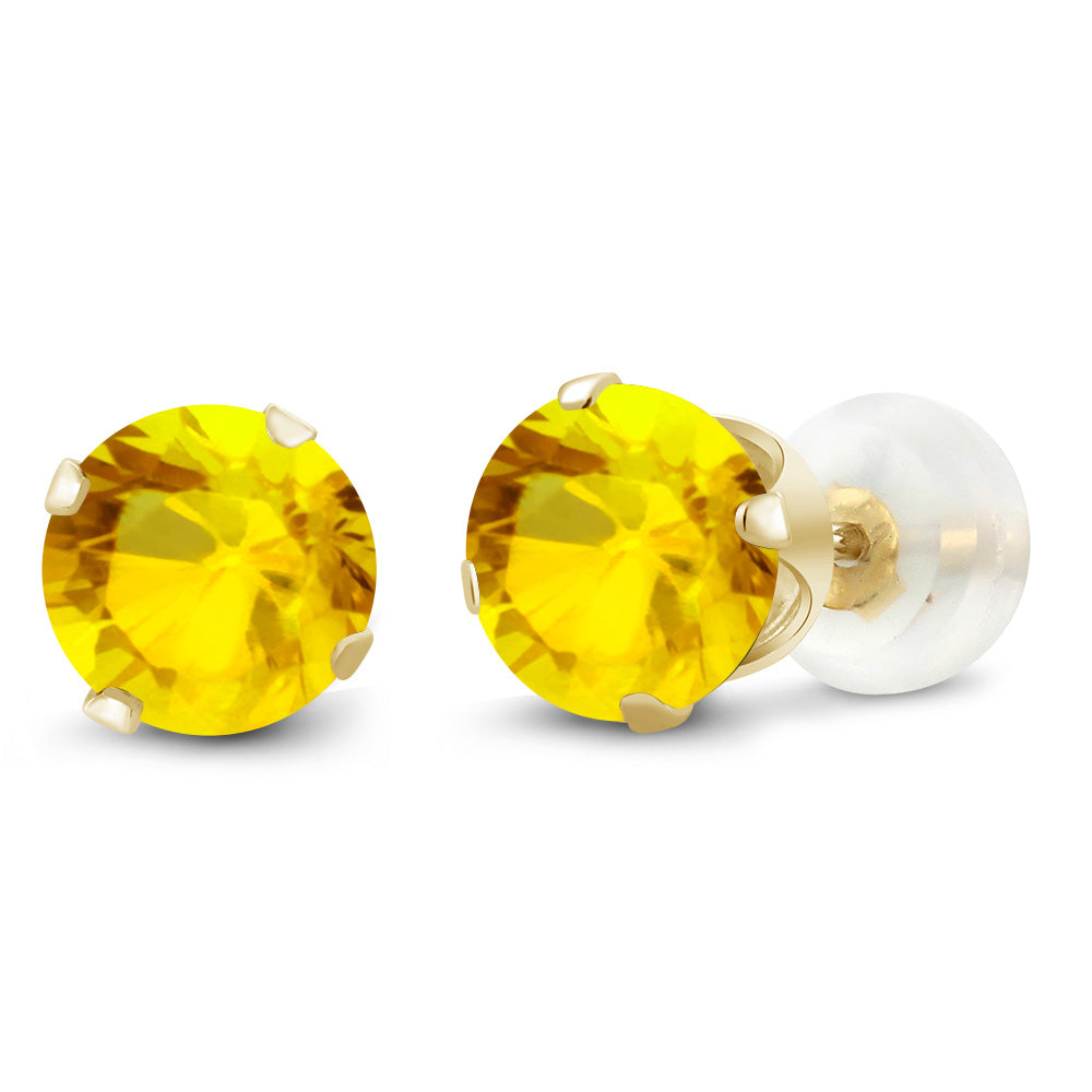 10K Yellow Gold Gemstone Birthstone 4-Prong Stud Earrings for Women | Round 4MM | Fine Jewelry Gifts for Her Mom Women Wife
