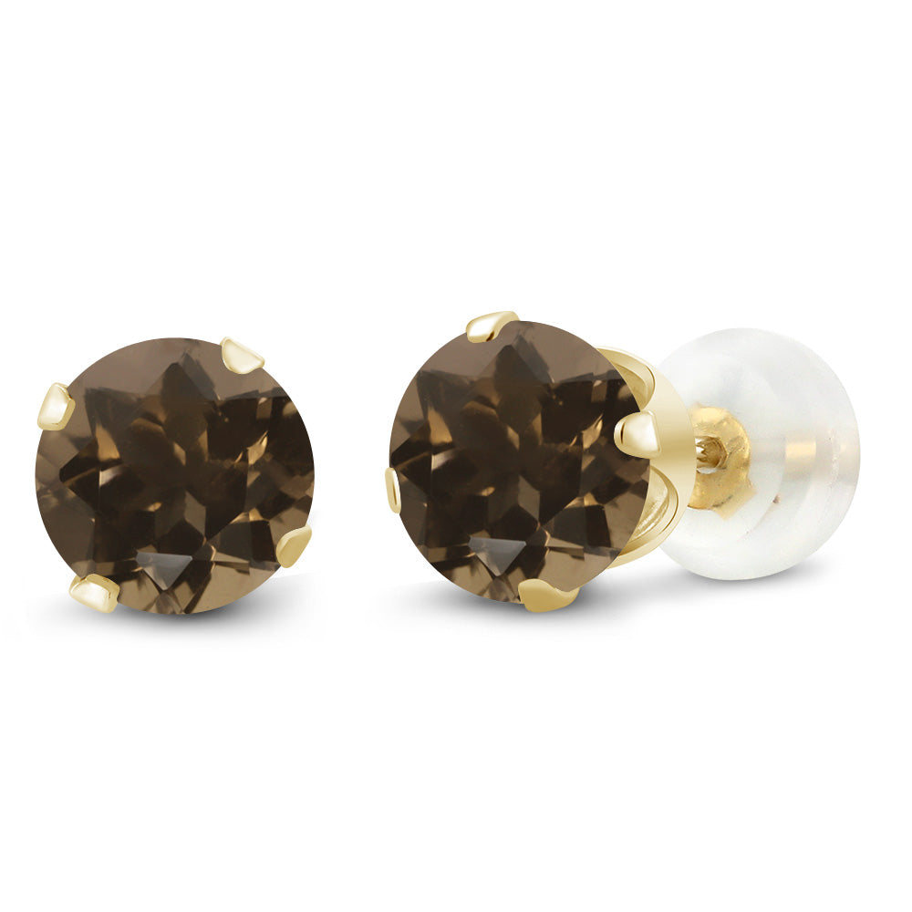 10K Yellow Gold Gemstone Birthstone 4-Prong Stud Earrings for Women | Round 4MM | Fine Jewelry Gifts for Her Mom Women Wife