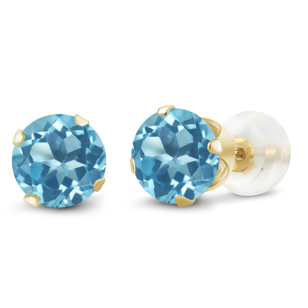 10K Yellow Gold Gemstone Birthstone 4-Prong Stud Earrings for Women | Round 4MM | Fine Jewelry Gifts for Her Mom Women Wife
