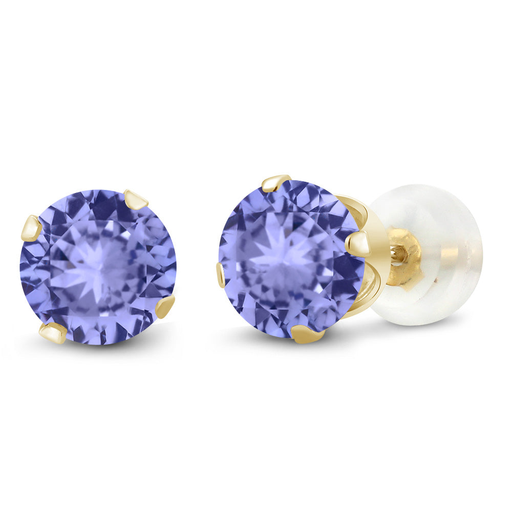 10K Yellow Gold Gemstone Birthstone 4-Prong Stud Earrings for Women | Round 4MM | Fine Jewelry Gifts for Her Mom Women Wife