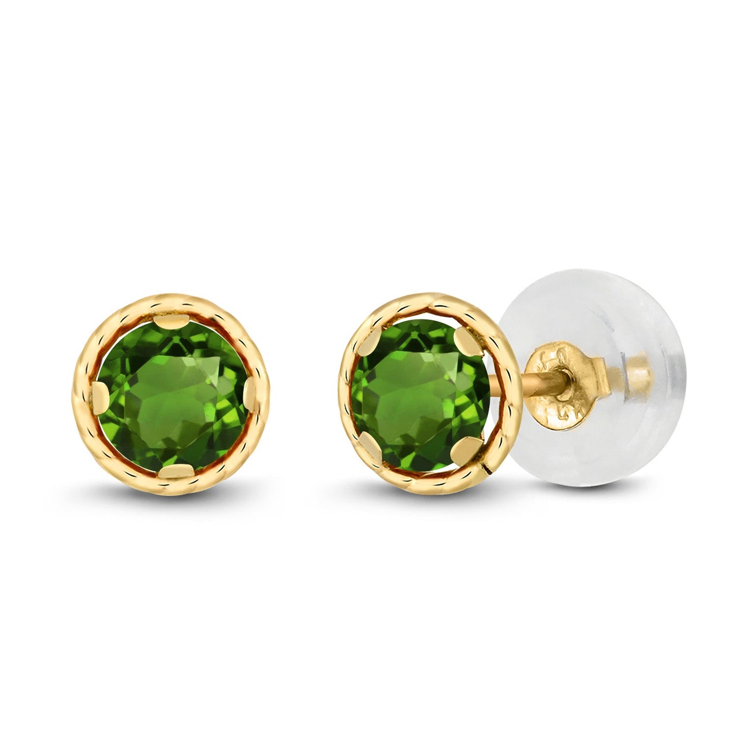 14K Yellow Gold Round Gemstone Birthstone Earrings | Round 4MM | Gold Stud Earrings For Women Men