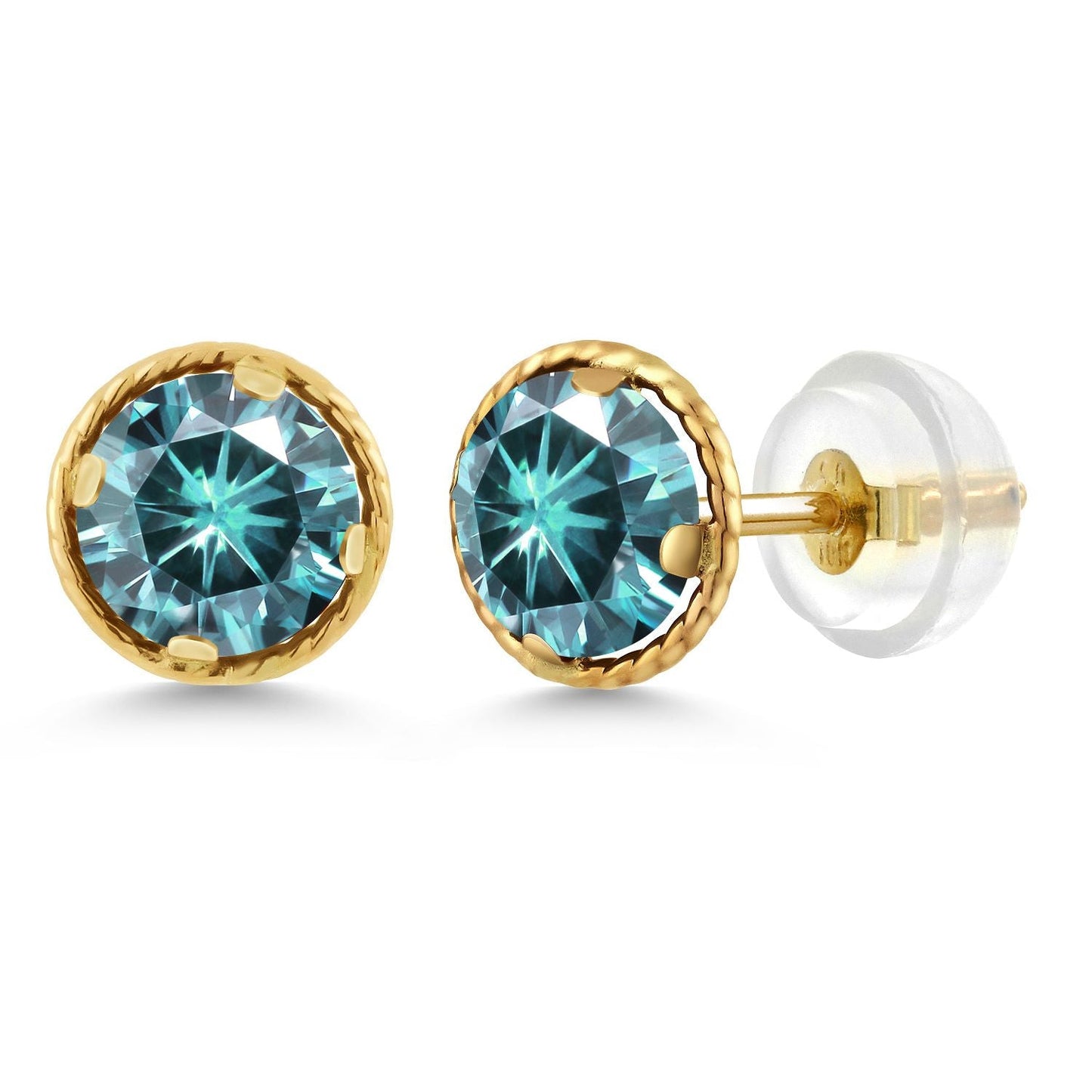 14K Yellow Gold Gemstone Birthstone Stud Earrings | Round 5MM | Gold Earrings For Women Men