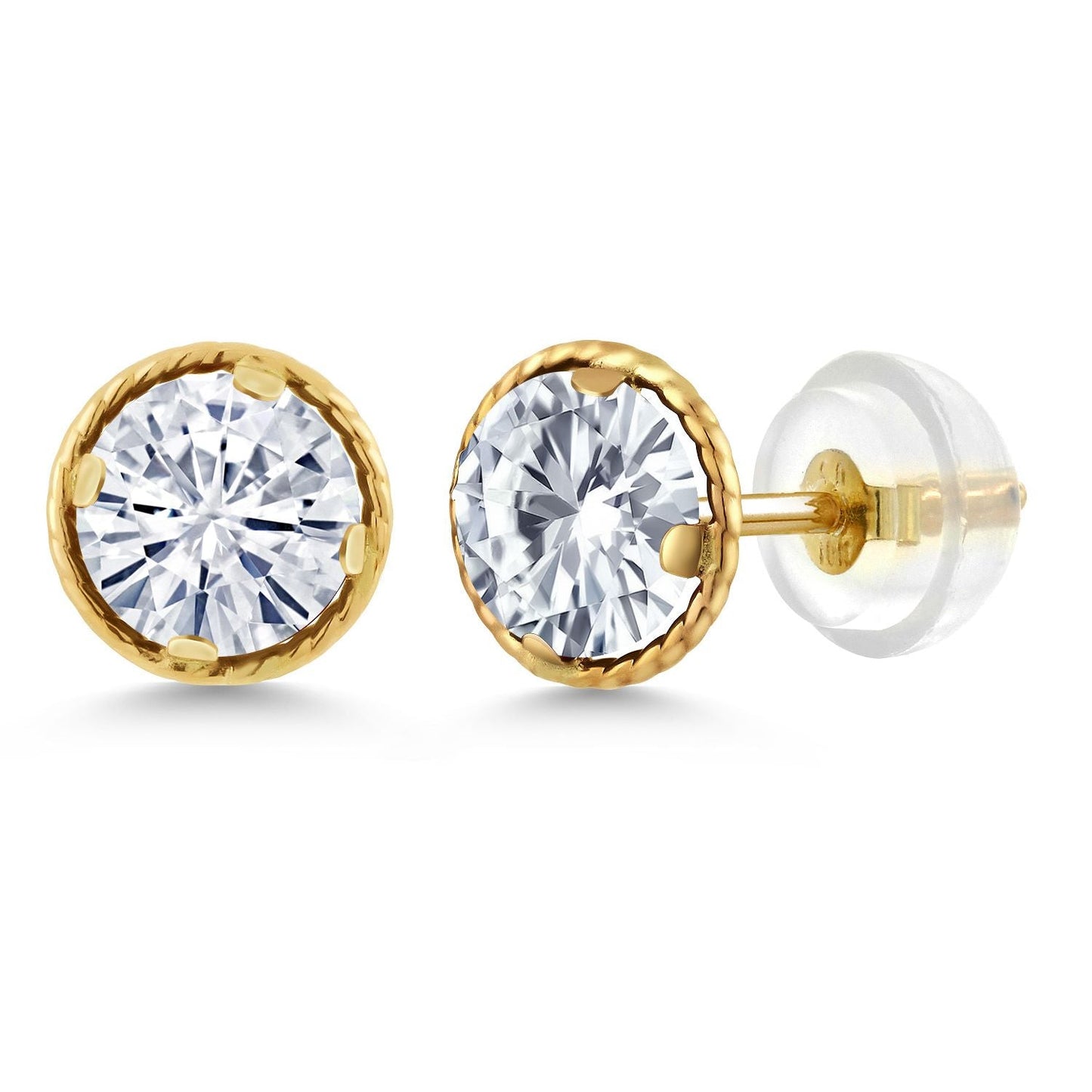 14K Yellow Gold Gemstone Birthstone Stud Earrings | Round 5MM | Gold Earrings For Women Men