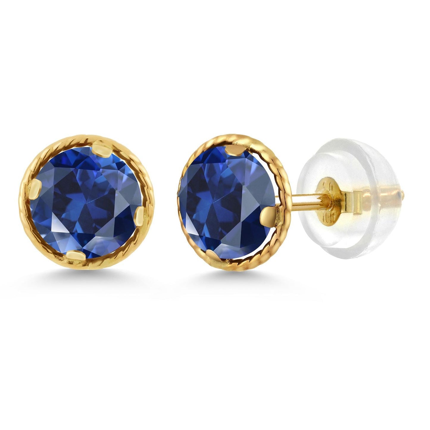 14K Yellow Gold Gemstone Birthstone Stud Earrings | Round 5MM | Gold Earrings For Women Men
