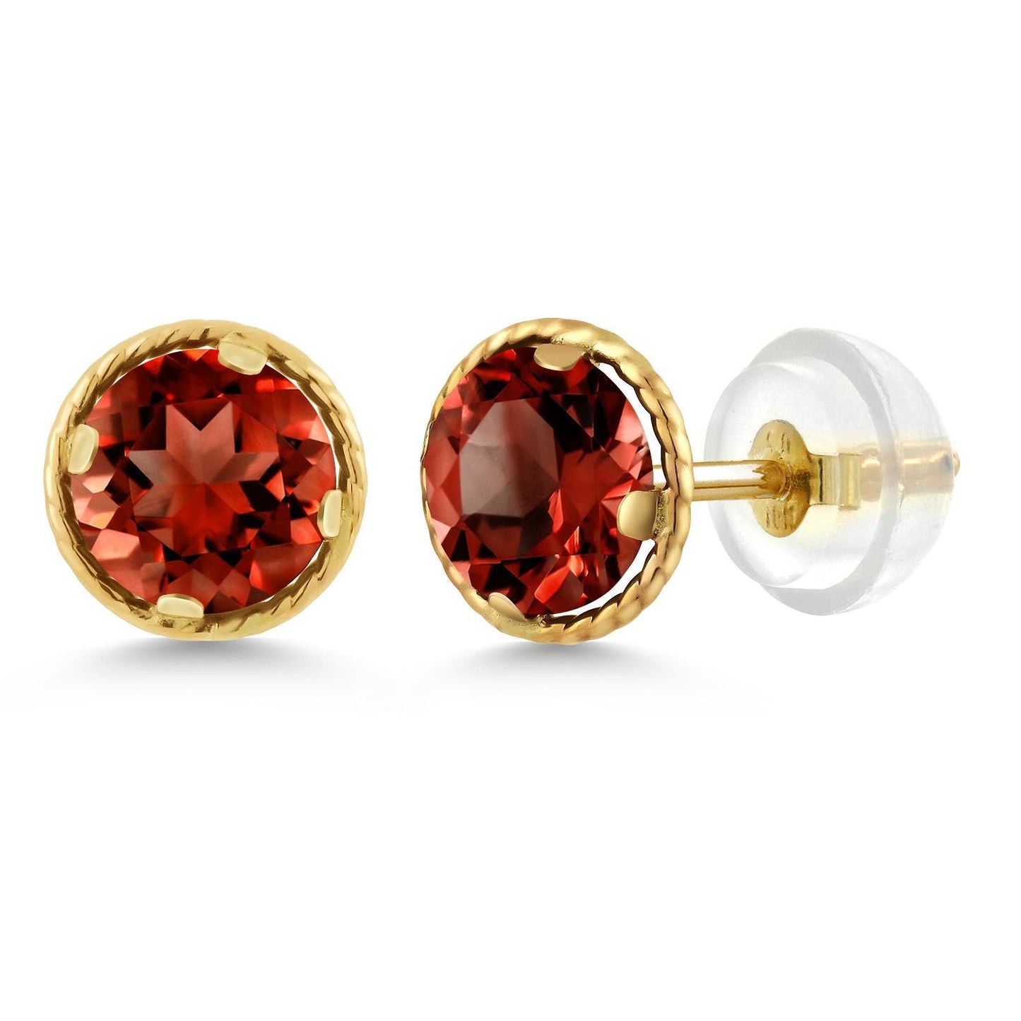 14K Yellow Gold Gemstone Birthstone Stud Earrings | Round 5MM | Gold Earrings For Women Men